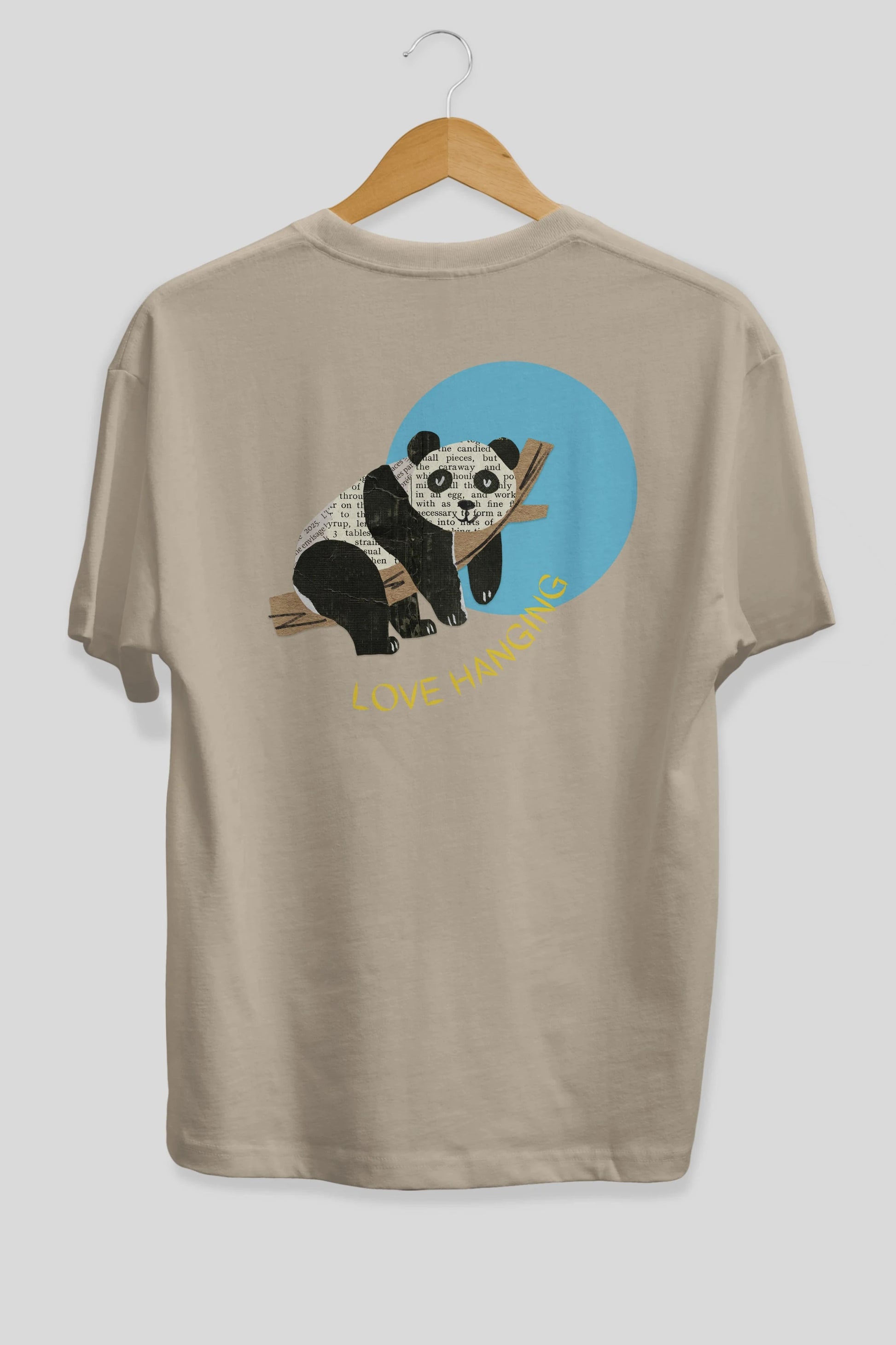 Panda Love Hanging Arka Baskılı Oversize t-shirt Erkek Kadın Unisex