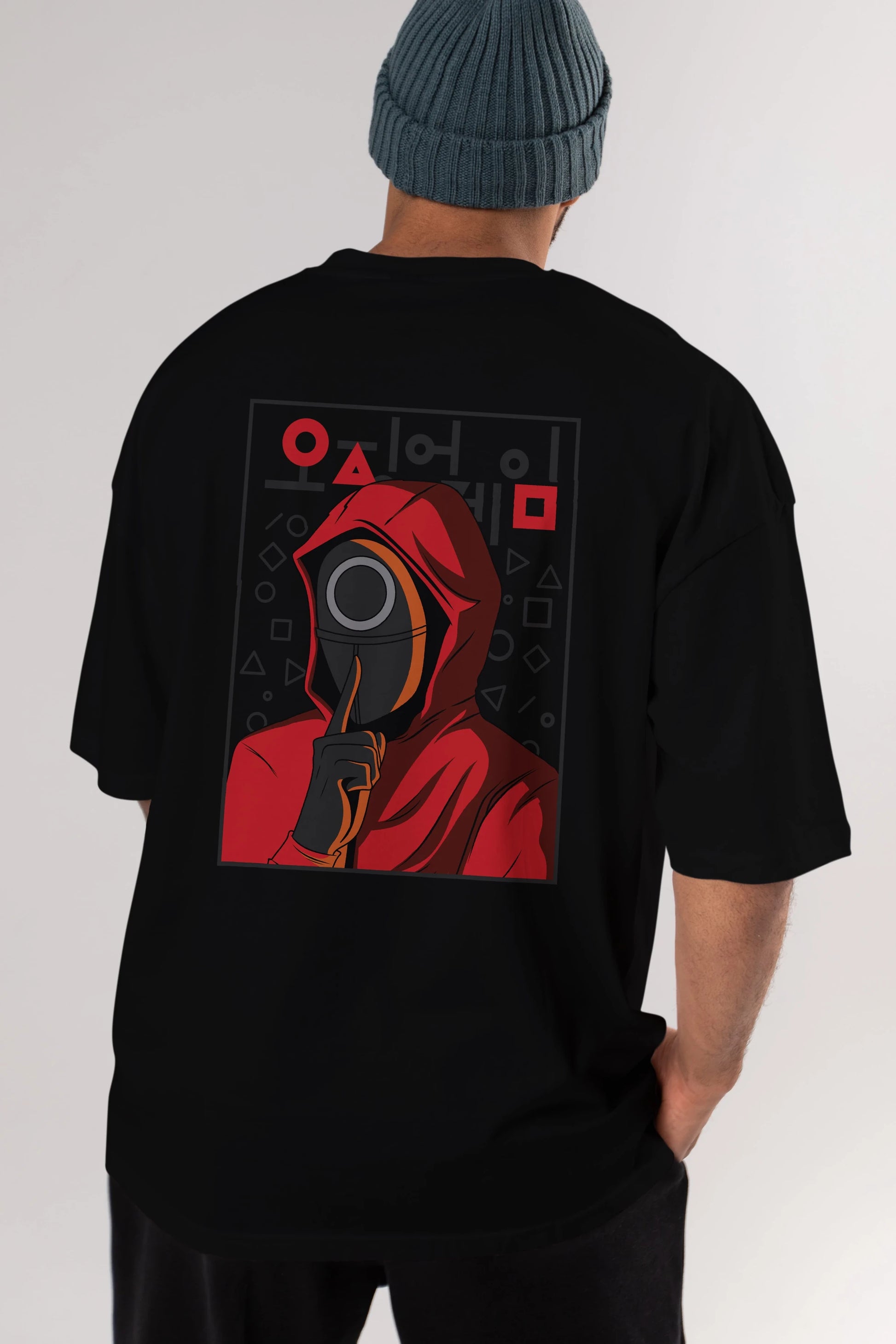 Squid Game (5) Arka Baskılı Oversize t-shirt Erkek Kadın Unisex %100 Pamuk Bisiklet Yaka tişort