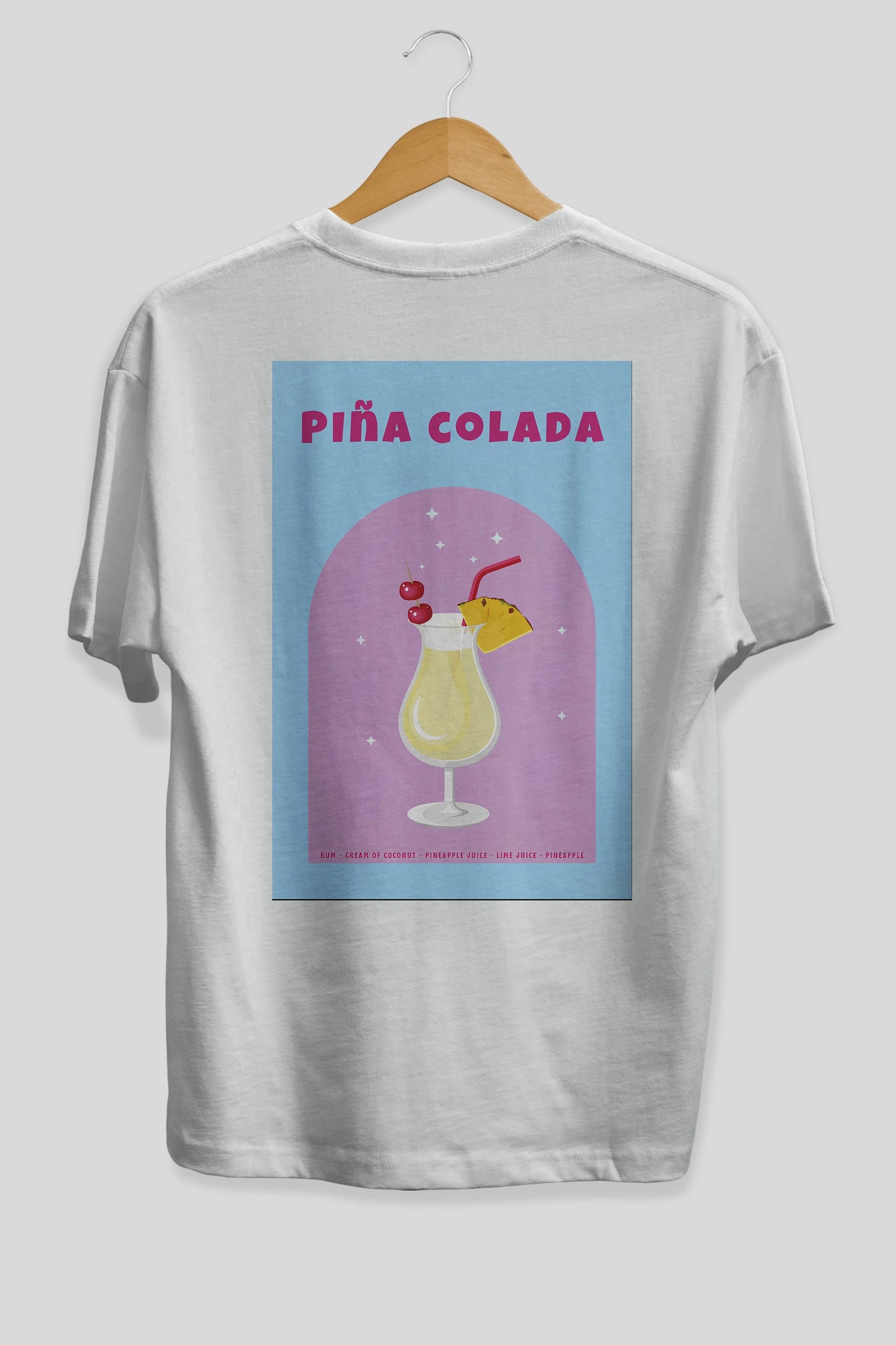 Pina Colada 2 Arka Baskılı Oversize t-shirt Erkek Kadın Unisex %100 Pamuk Bisiklet Yaka tişort
