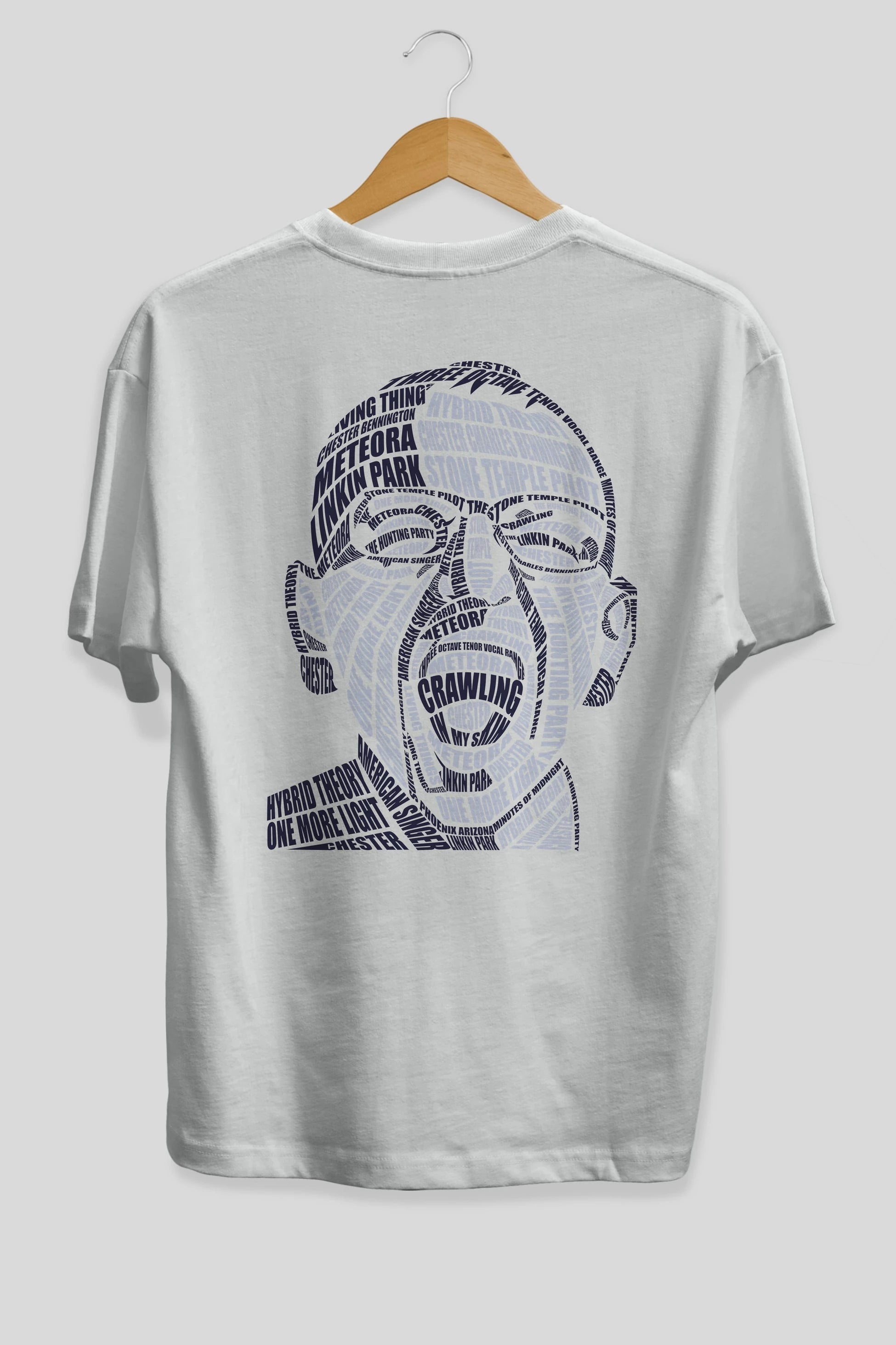 Chester Bennington Calligram Arka Baskılı Oversize t-shirt %100 pamuk Erkek Kadın Unisex