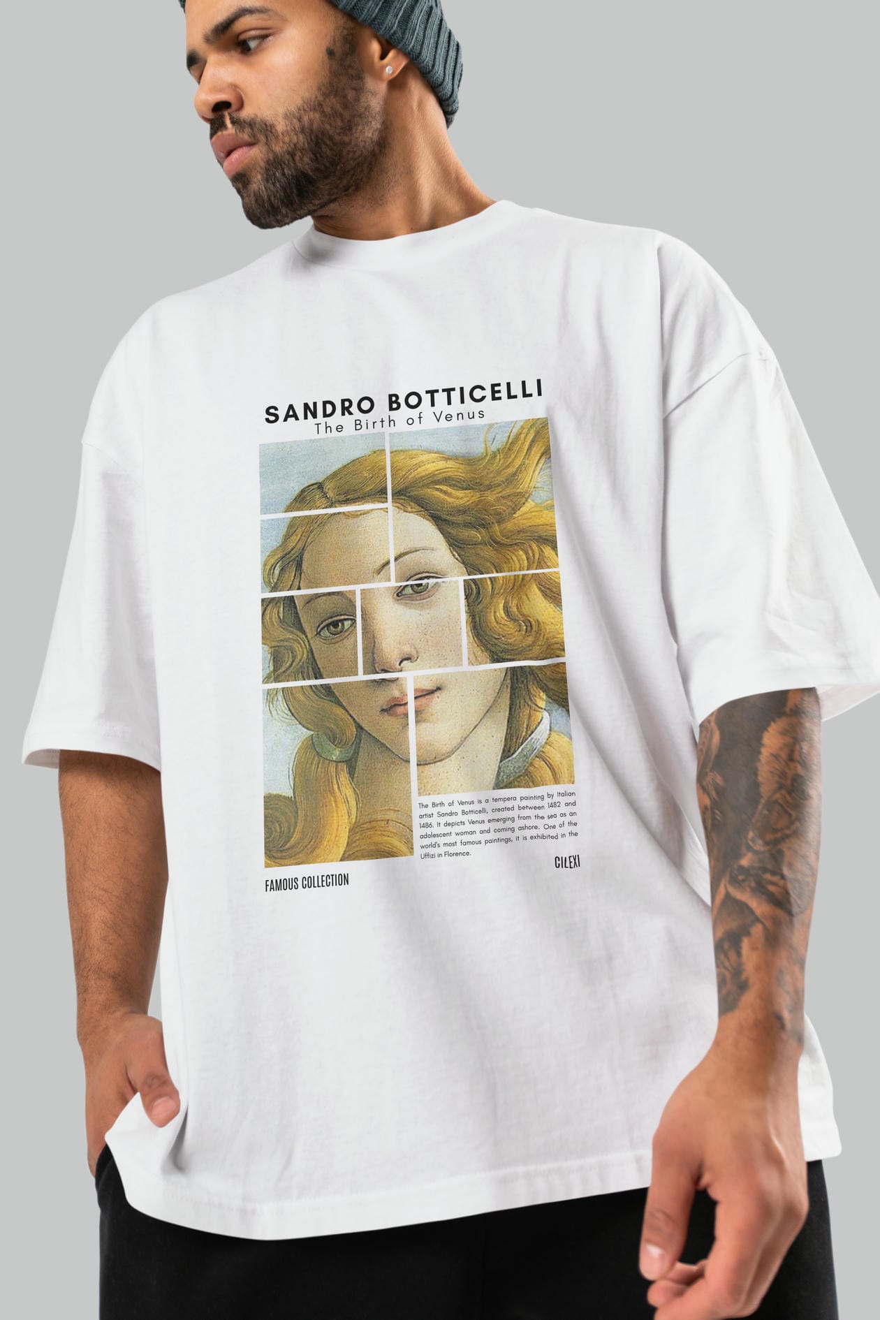 Sandro Botticelli ön Baskılı Oversize t-shirt Erkek Kadın Bisiklet Yaka Pamuk tişort
