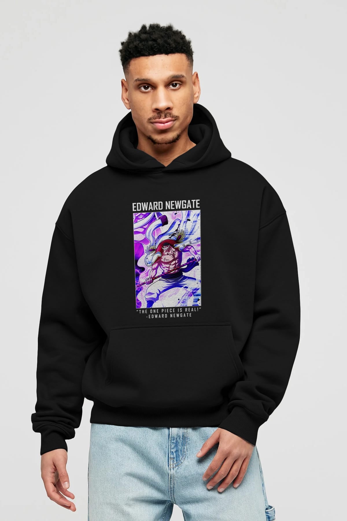 Edward Newgate Anime Ön Baskılı Hoodie Oversize Kapüşonlu Sweatshirt Erkek Kadın Unisex