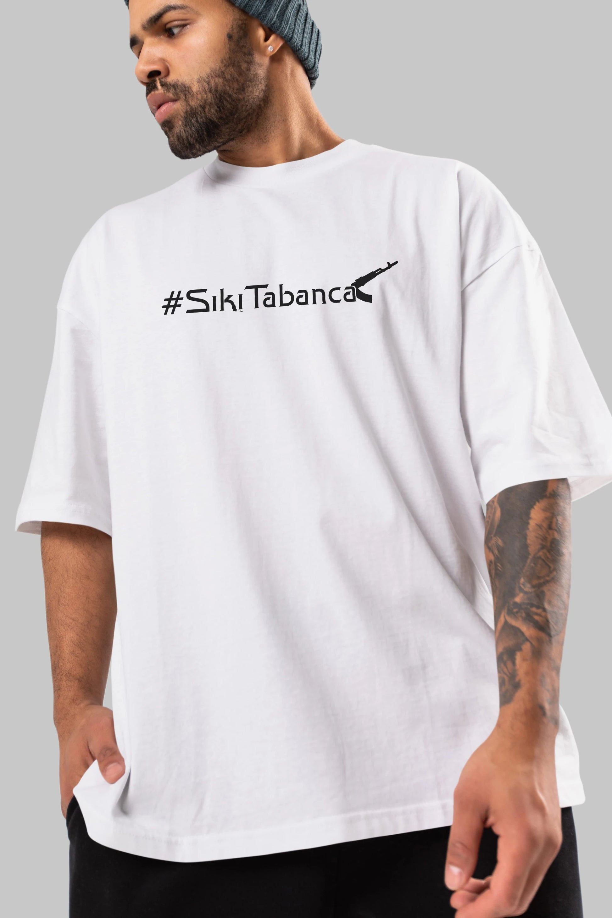 Sıkı Tabanca Ön Baskılı Oversize t-shirt %100 pamuk Erkek Kadın Unisex