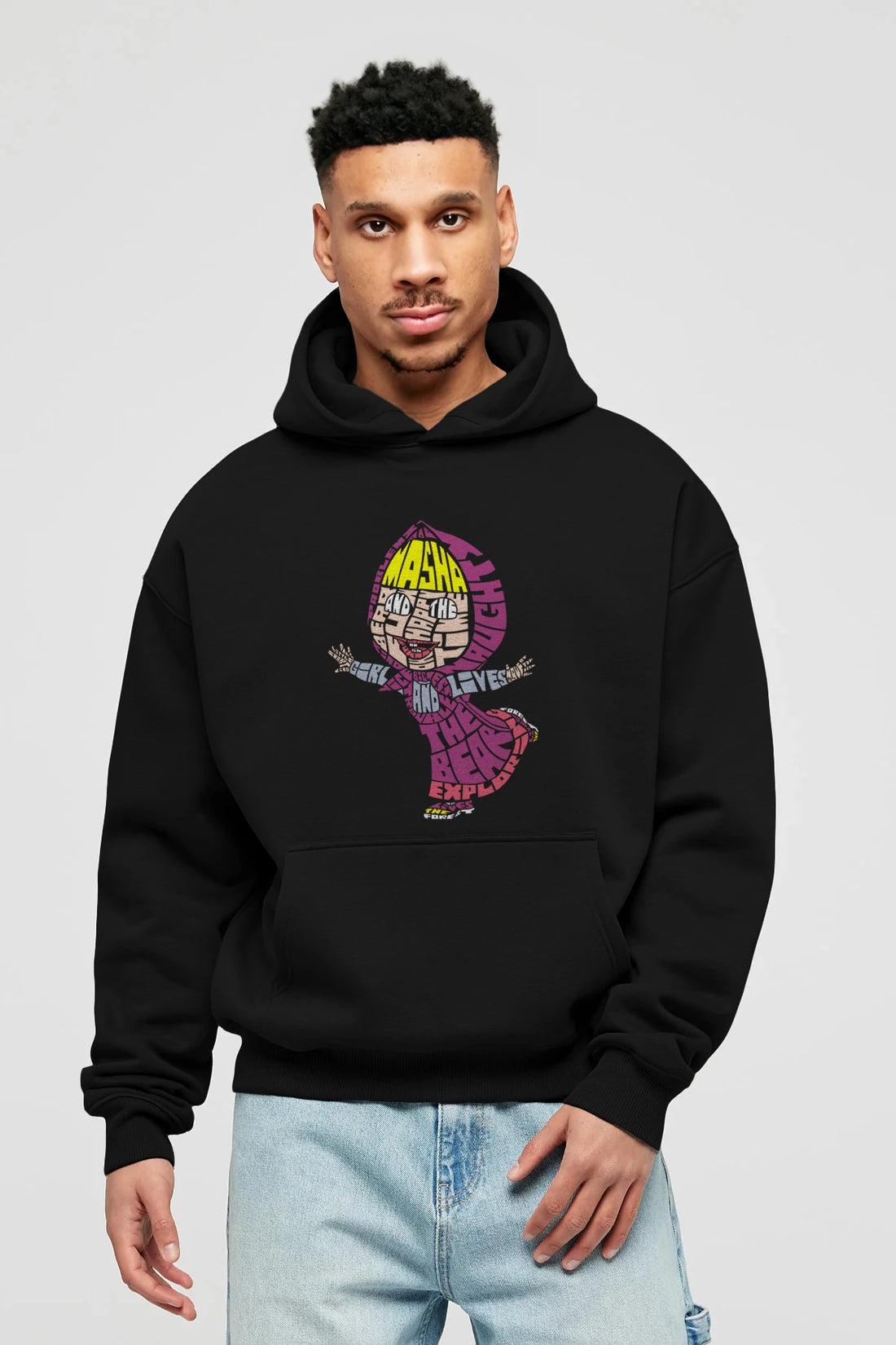 Masha And The Bear Ön Baskılı Hoodie Oversize Kapüşonlu Sweatshirt Erkek Kadın Unisex