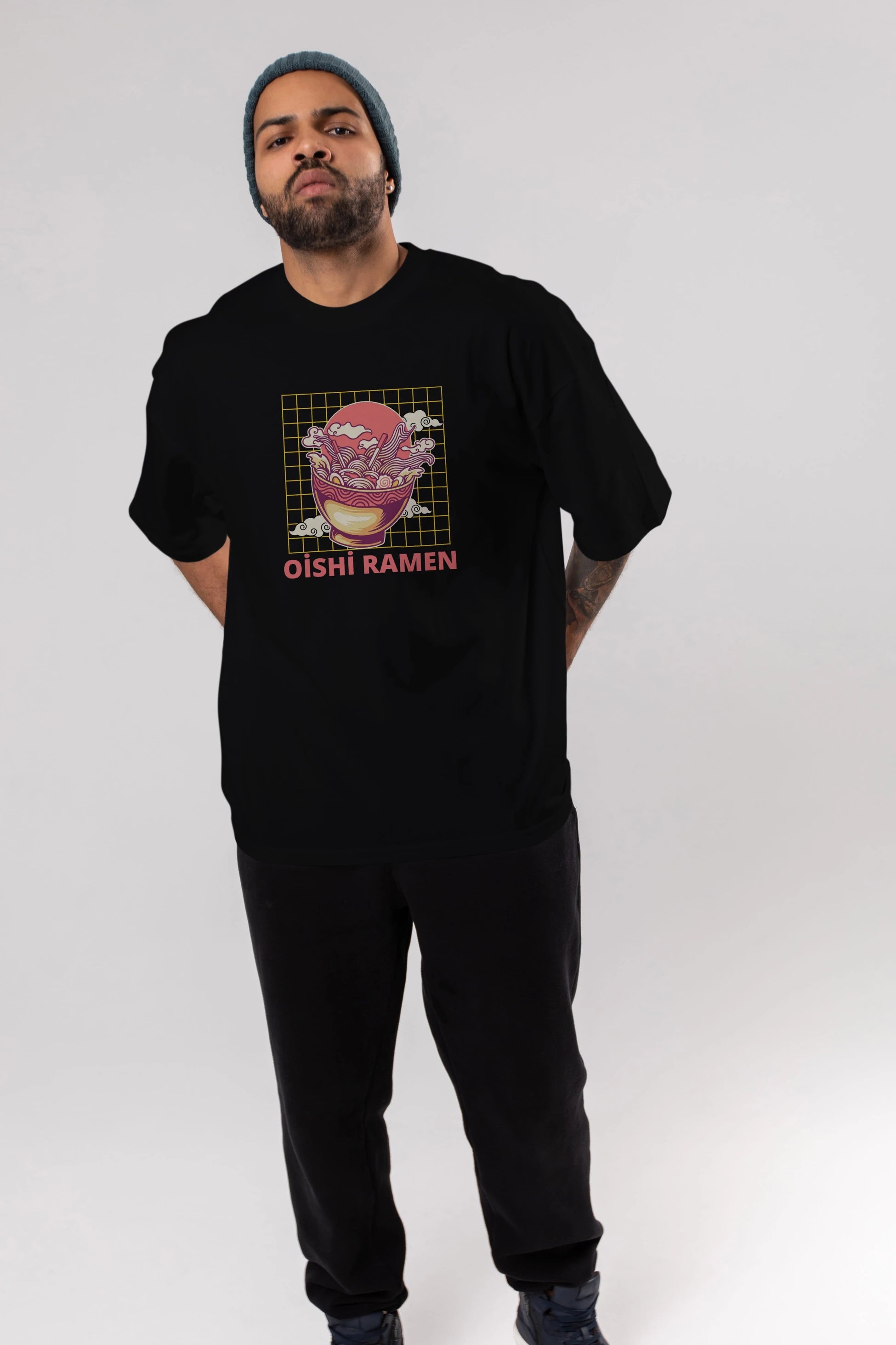 Oishi Ramen Yazılı Ön Baskılı Oversize t-shirt Erkek Kadın Unisex