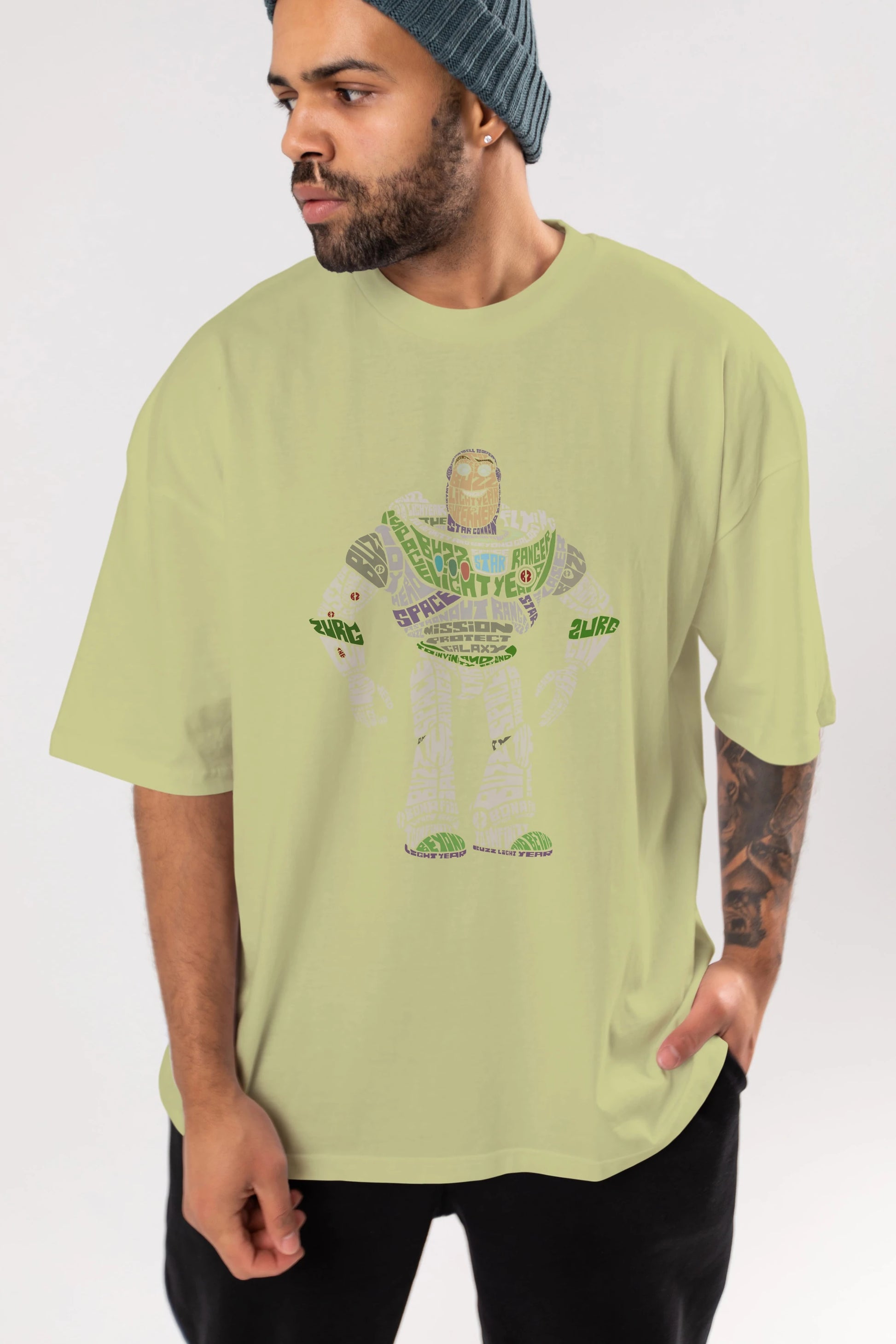 Buzz Ön Baskılı Oversize t-shirt %100 pamuk Erkek Kadın Unisex