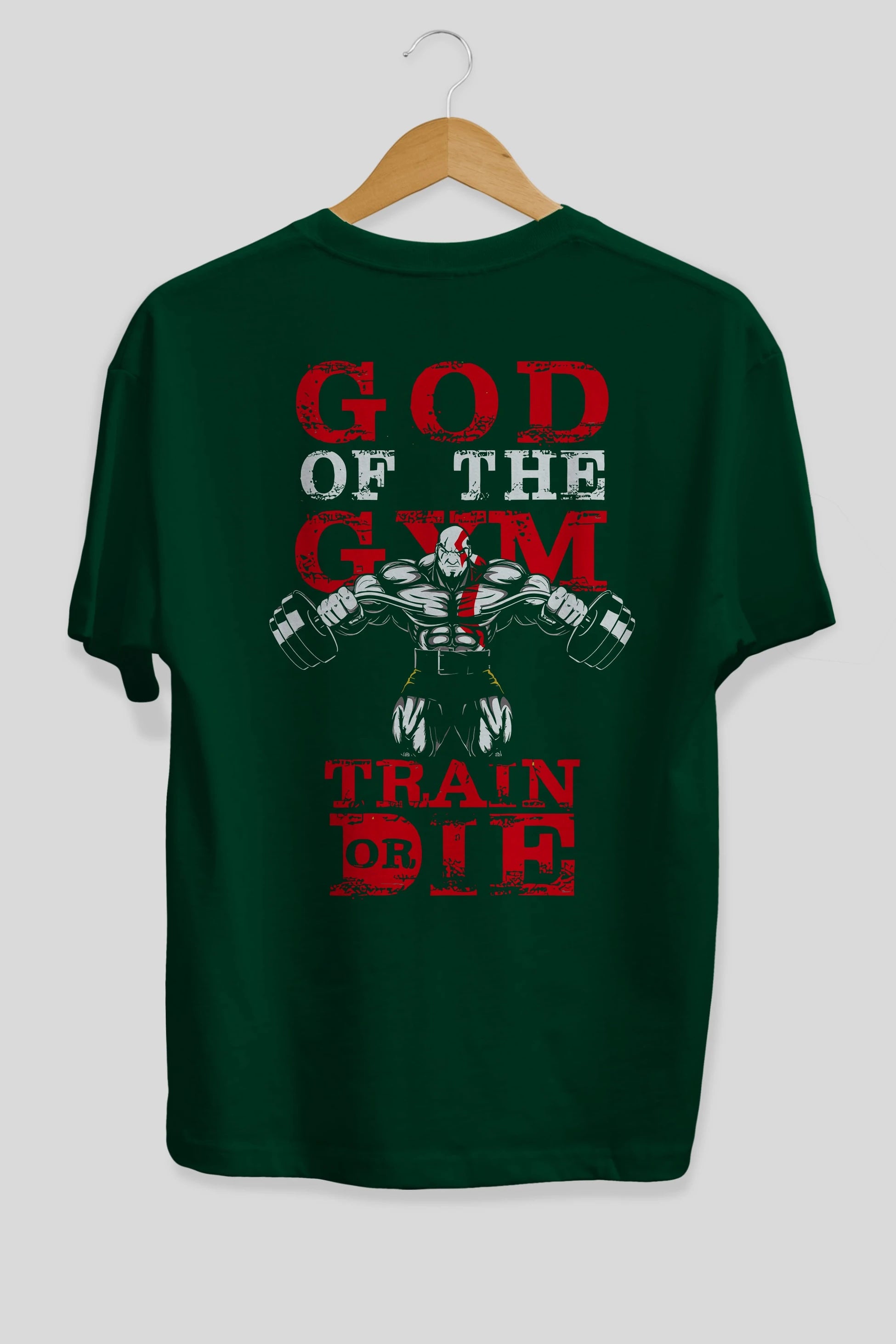God of The GYM Arka Baskılı Oversize t-shirt Erkek Kadın Unisex %100 Pamuk Bisiklet Yaka tişort