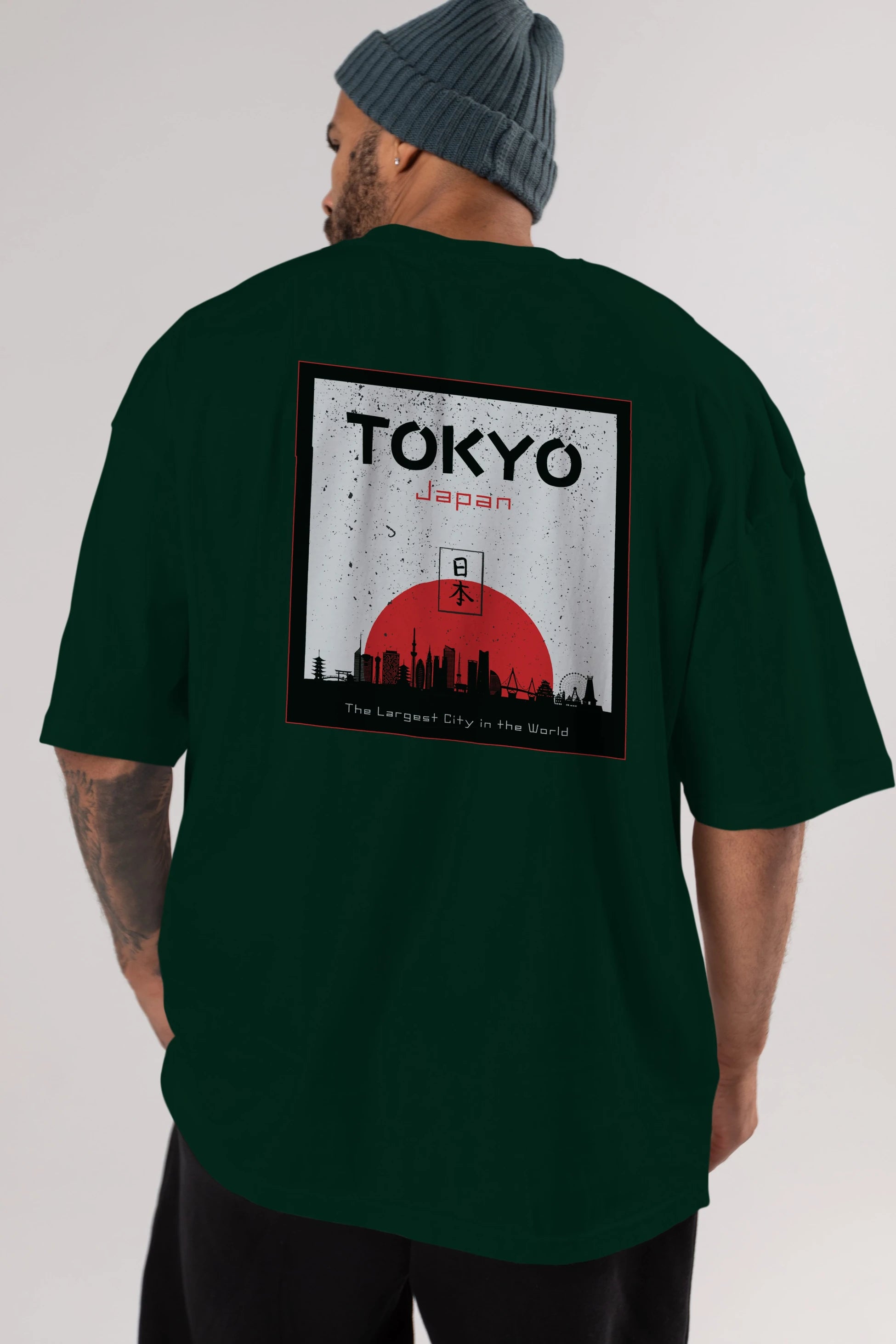 Tokyo Japan Yazılı Arka Baskılı Oversize t-shirt Erkek Kadın Unisex