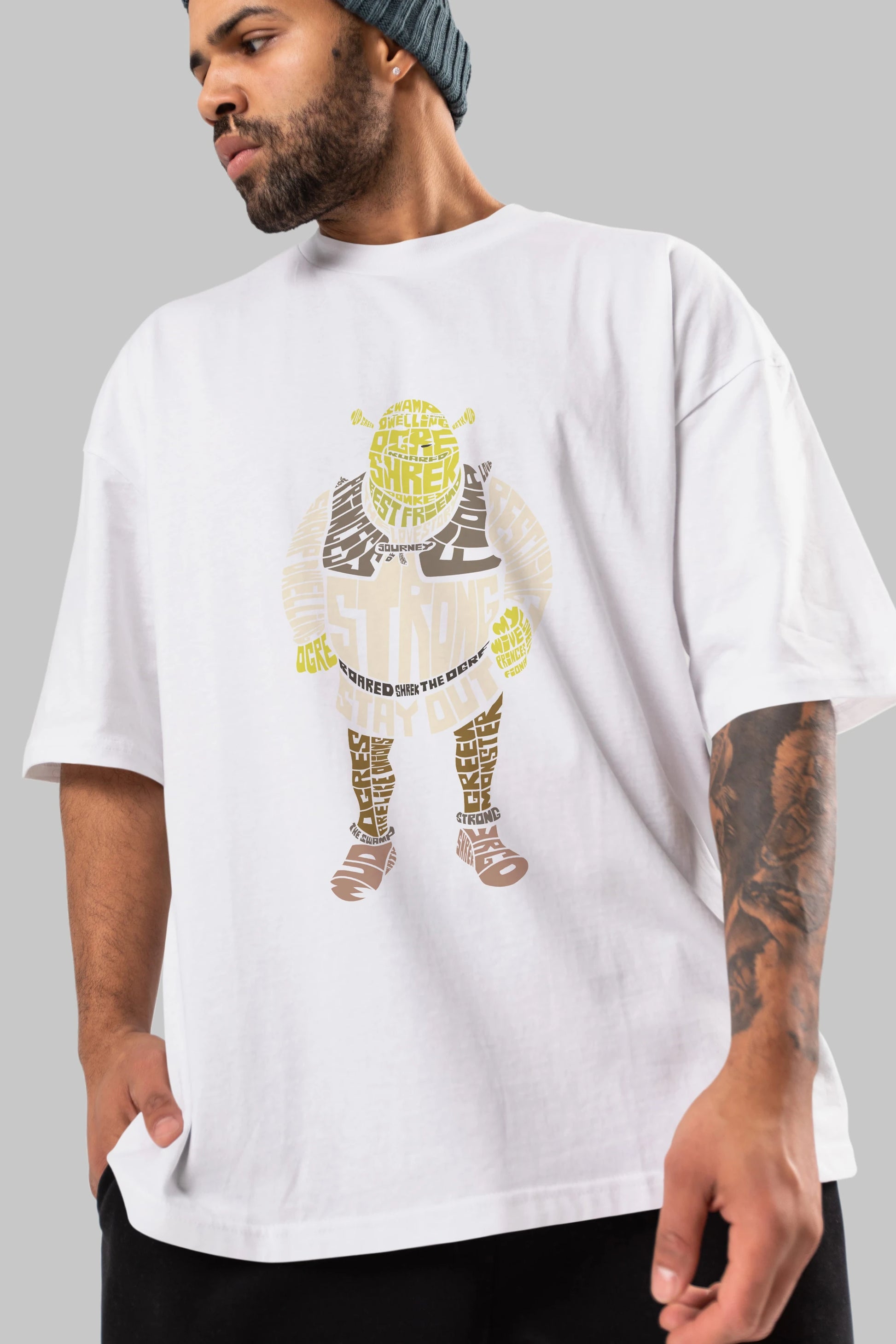 Shrek Ön Baskılı Oversize t-shirt %100 pamuk Erkek Kadın Unisex