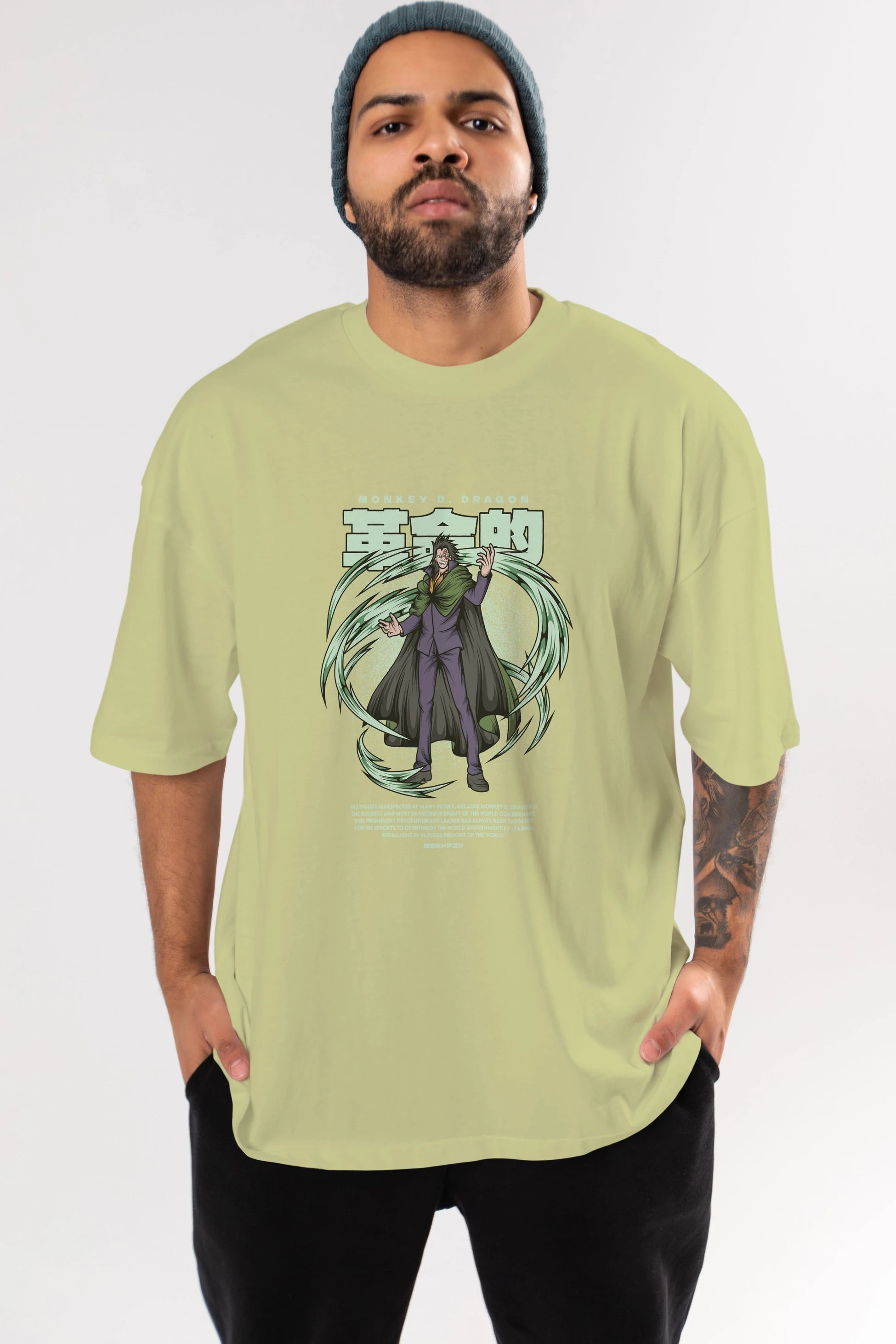 Monkey D. Dragon Anime Ön Baskılı Oversize t-shirt %100 pamuk Erkek Kadın Unisex
