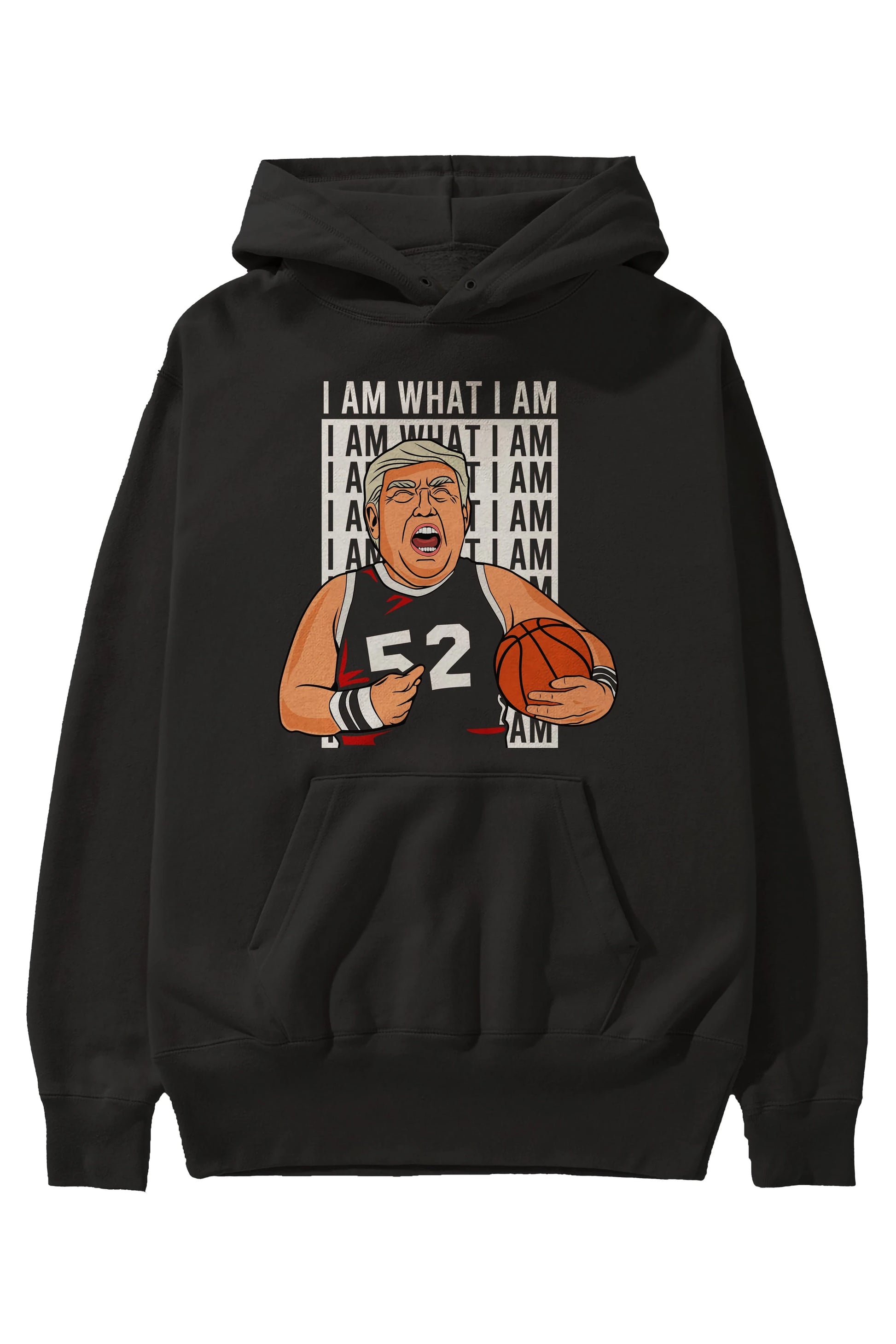 Trump Basketball Ön Baskılı Hoodie Oversize Kapüşonlu Sweatshirt Erkek Kadın Unisex