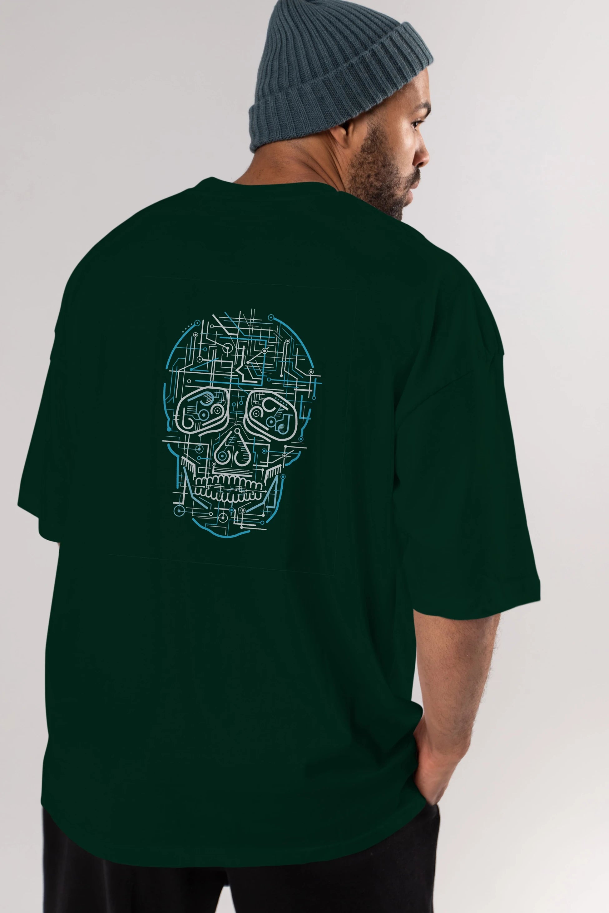 Electric Skull Arka Baskılı Oversize t-shirt %100 pamuk Erkek Kadın Unisex