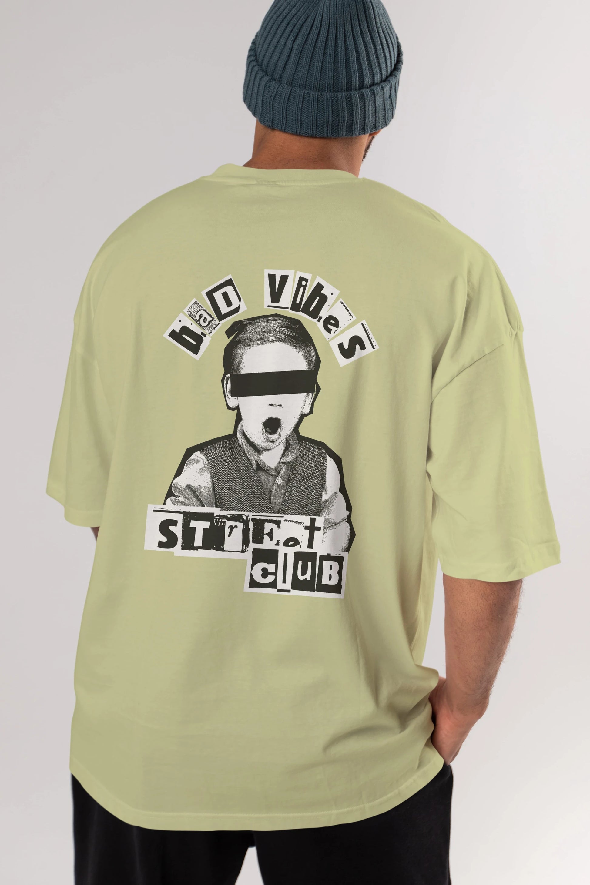 Bad Vibes Street Club Arka Baskılı Oversize t-shirt Erkek Kadın Unisex