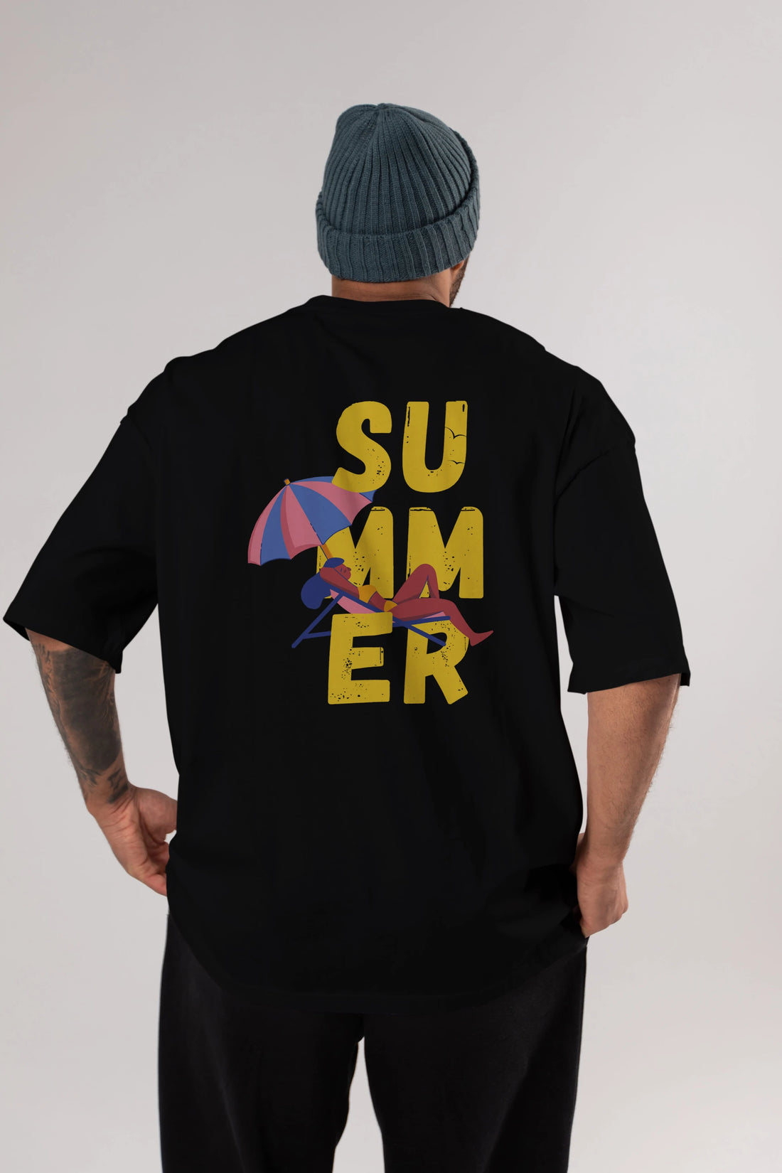 Summer Yazılı Arka Baskılı Oversize t-shirt Erkek Kadın Unisex
