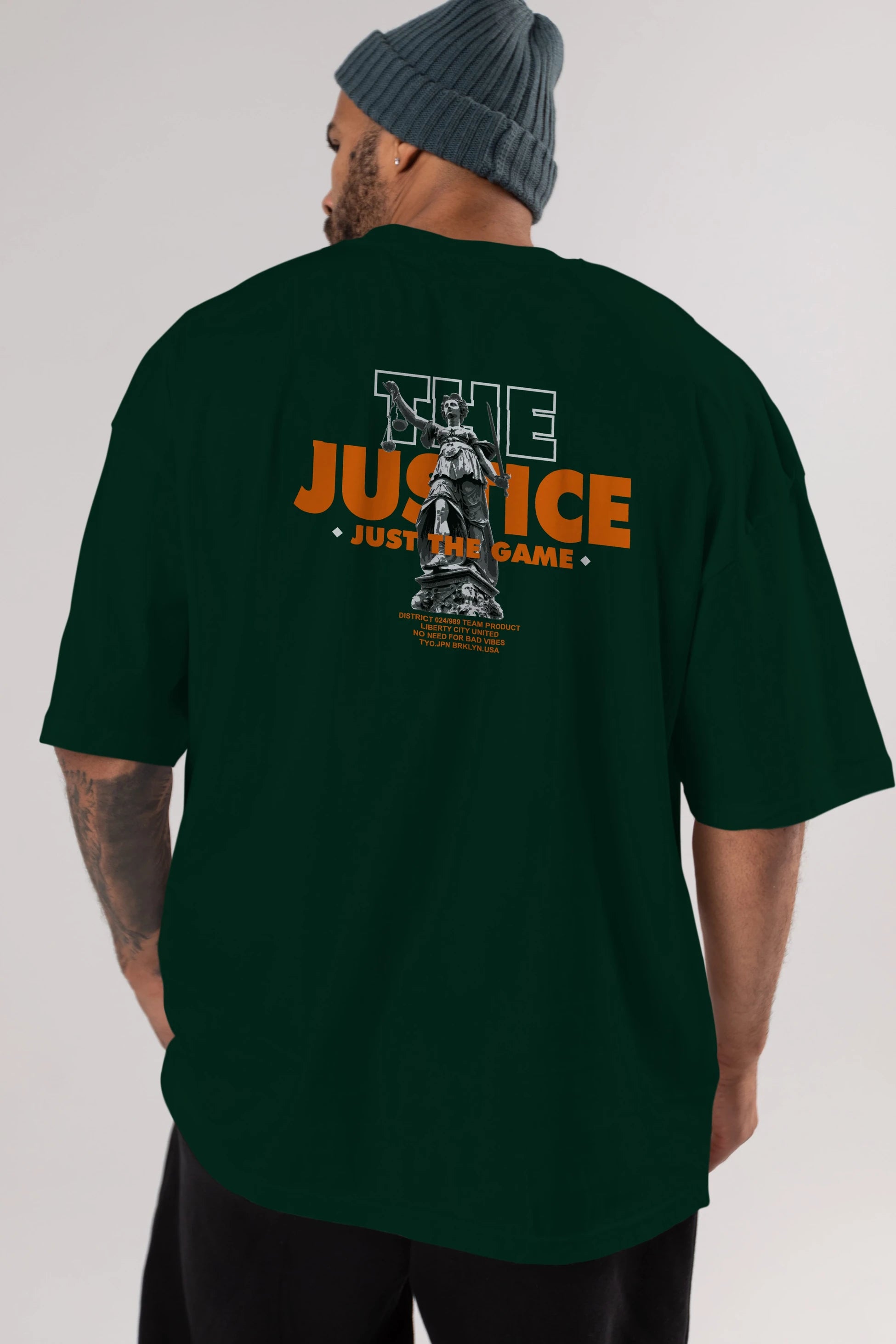The Justice Arka Baskılı Oversize t-shirt Erkek Kadın Unisex