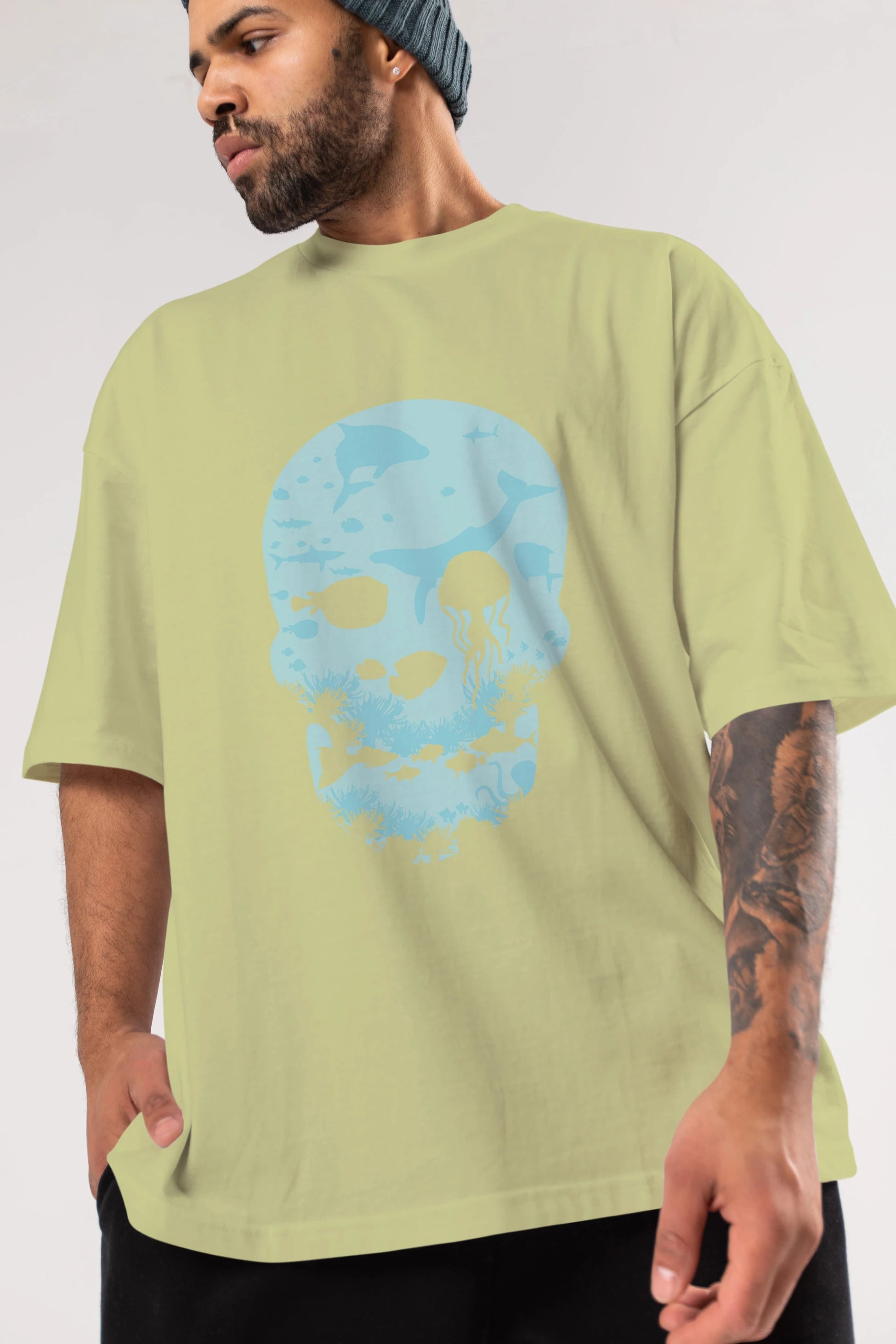 Dead Sea Ön Baskılı Oversize t-shirt %100 pamuk Erkek Kadın Unisex