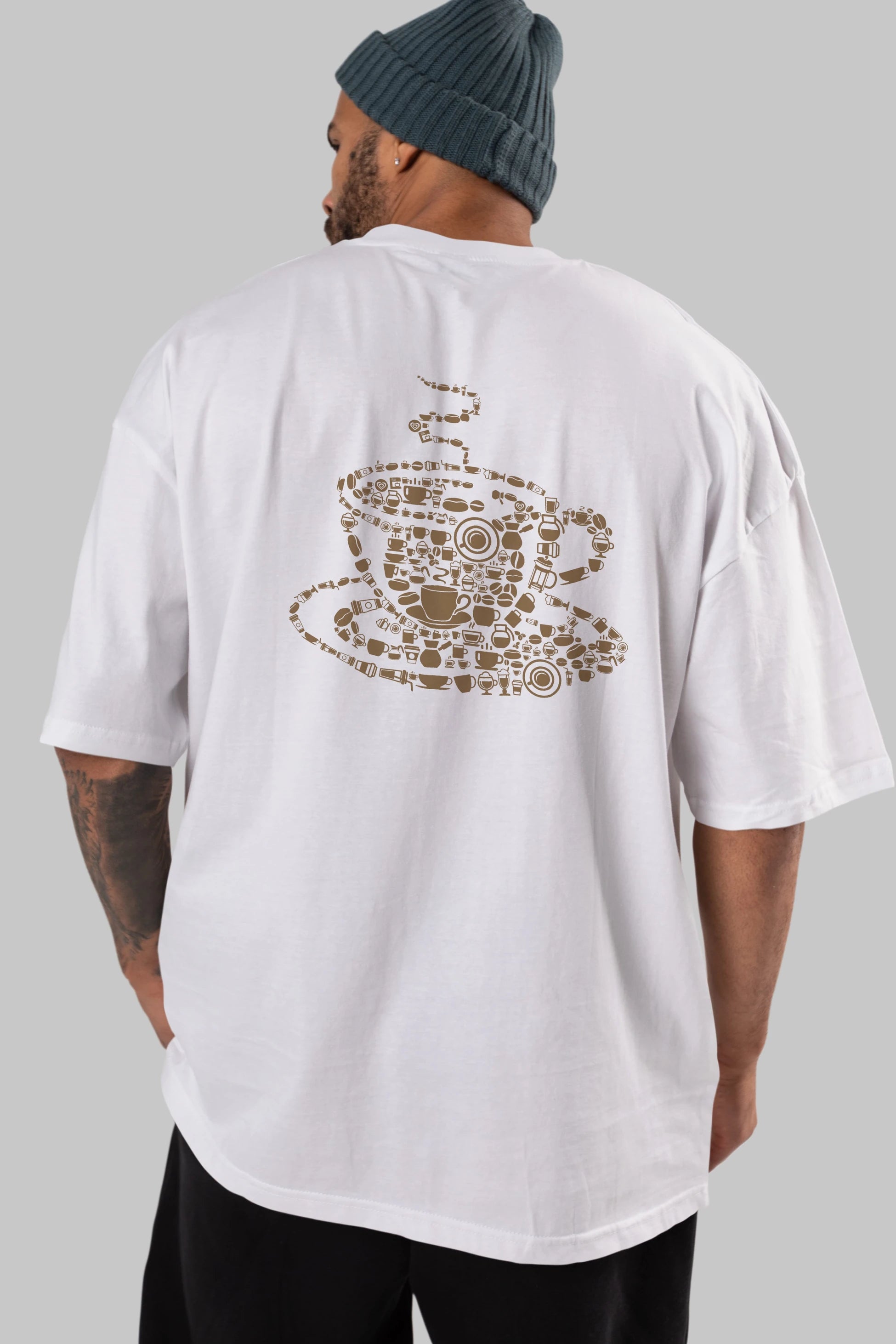 Coffee Arka Baskılı Oversize t-shirt %100 pamuk Erkek Kadın Unisex