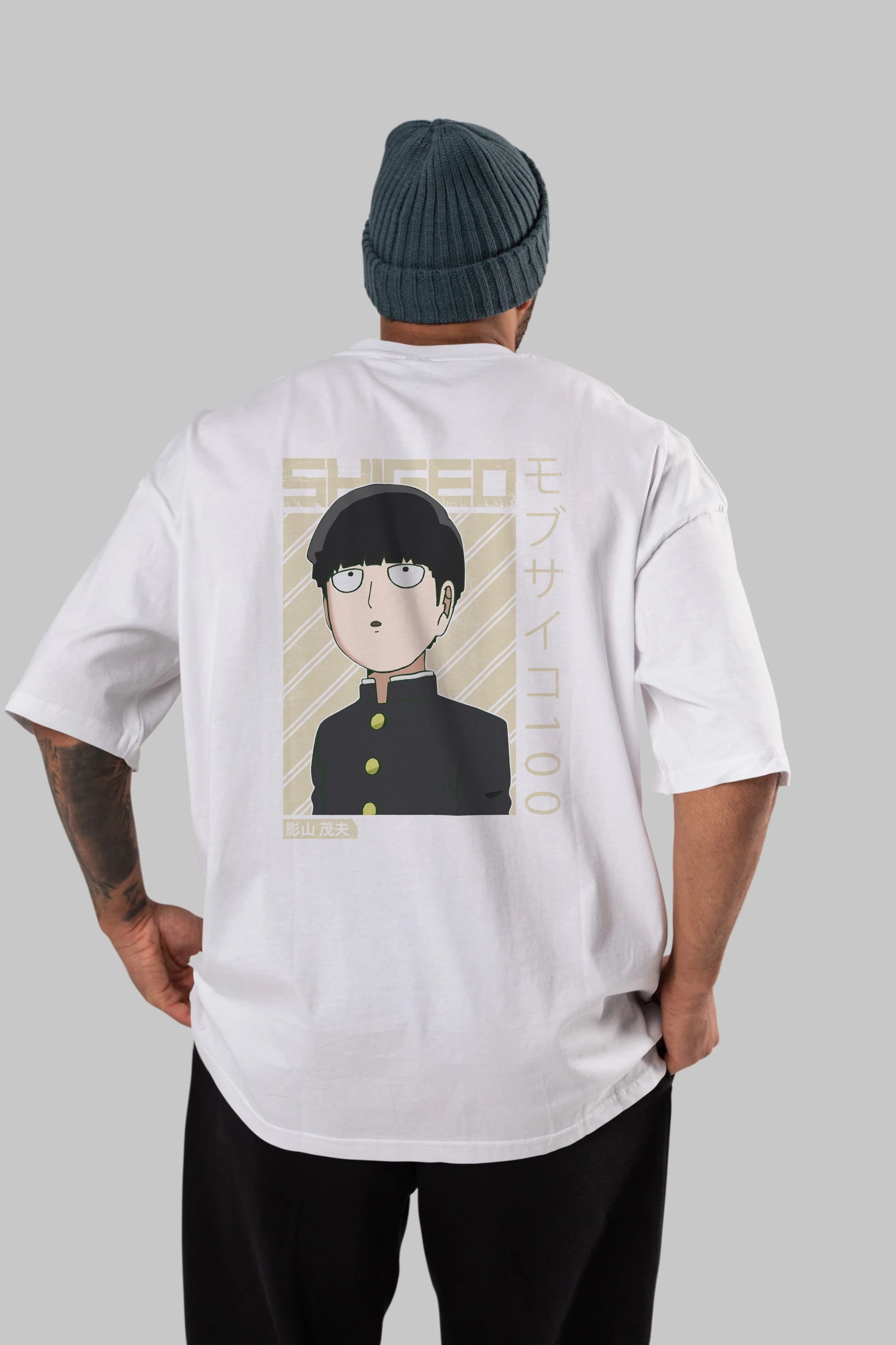 Shigeo Kageyama 2 Anime Arka Baskılı Oversize t-shirt Erkek Kadın Unisex