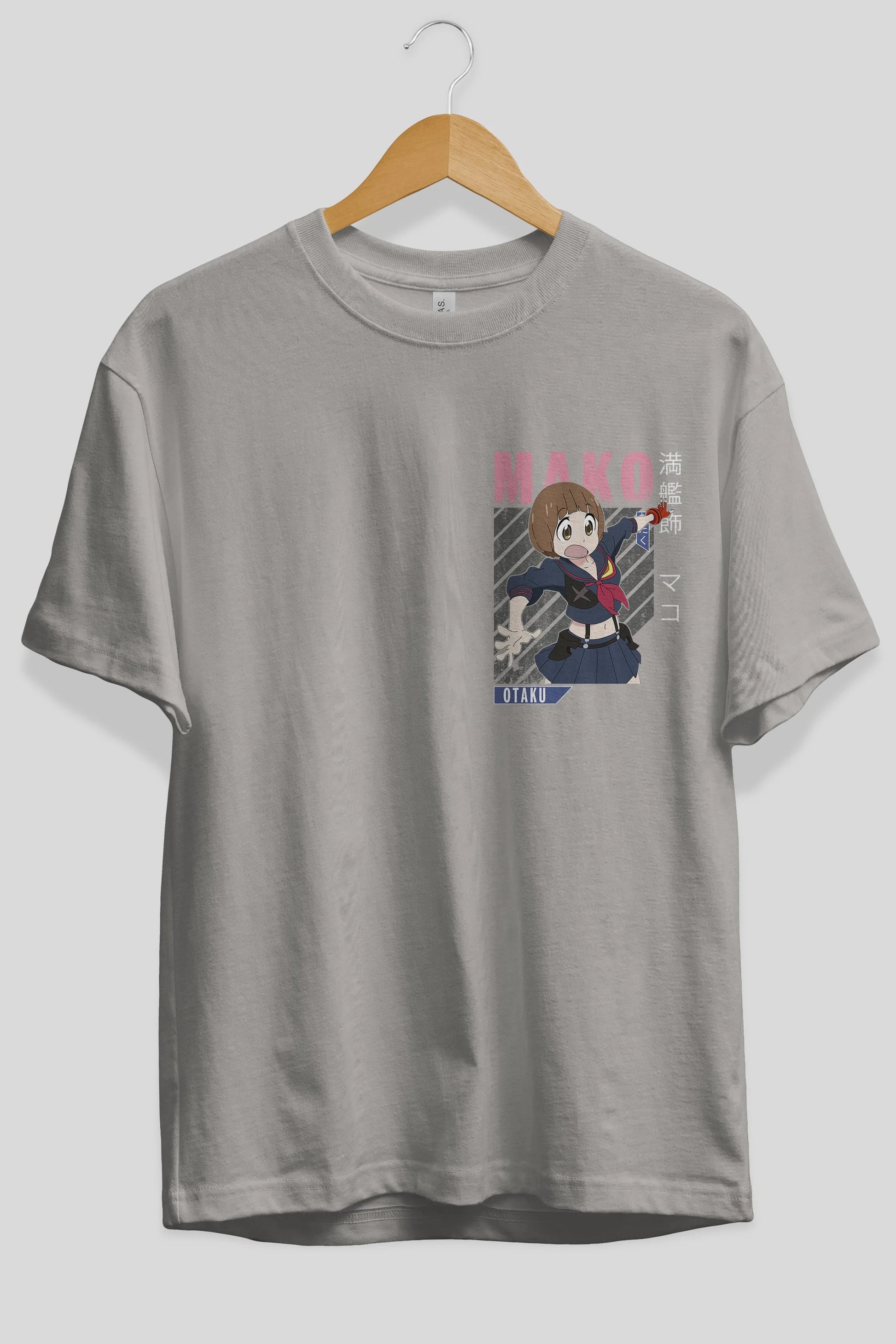 Mako Mankanshoku 2 Ön Sol Baskılı Oversize t-shirt Erkek Kadın Unisex %100 Pamuk Bisiklet Yaka tişort