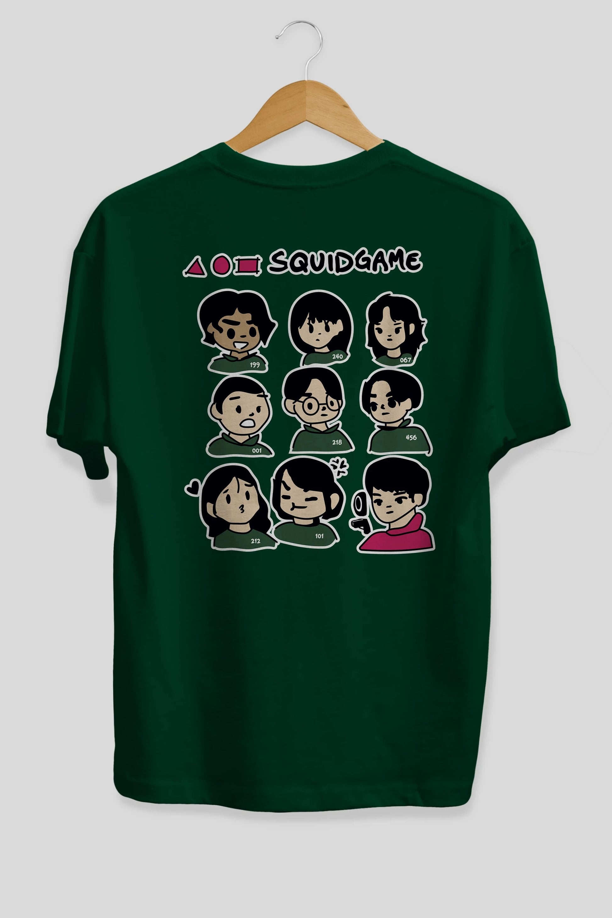 Squid Game (3) Arka Baskılı Oversize t-shirt Erkek Kadın Unisex %100 Pamuk Bisiklet Yaka tişort