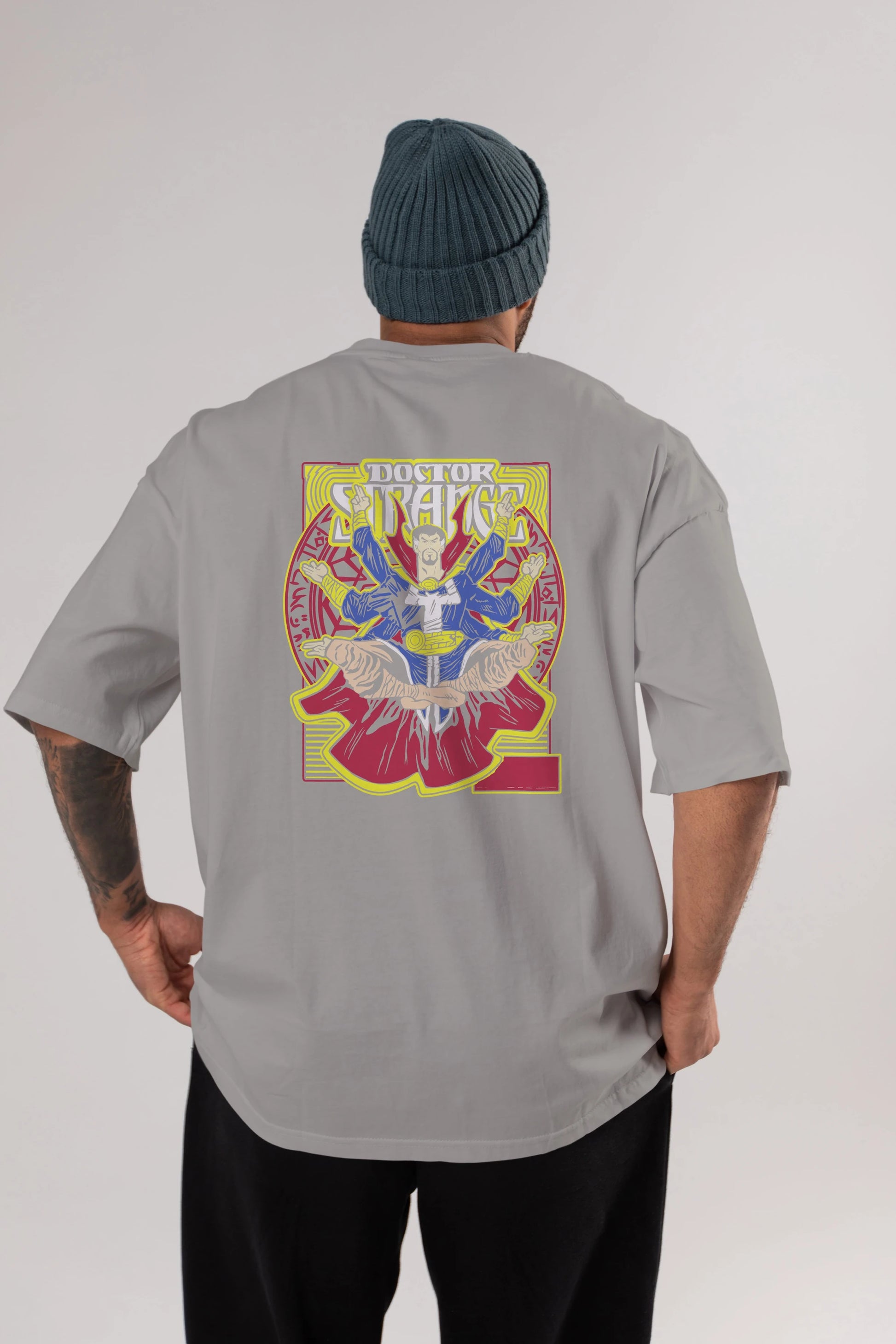 Doctor Strange (1) Arka Baskılı Oversize t-shirt Erkek Kadın Unisex %100 Pamuk Bisiklet Yaka tişort