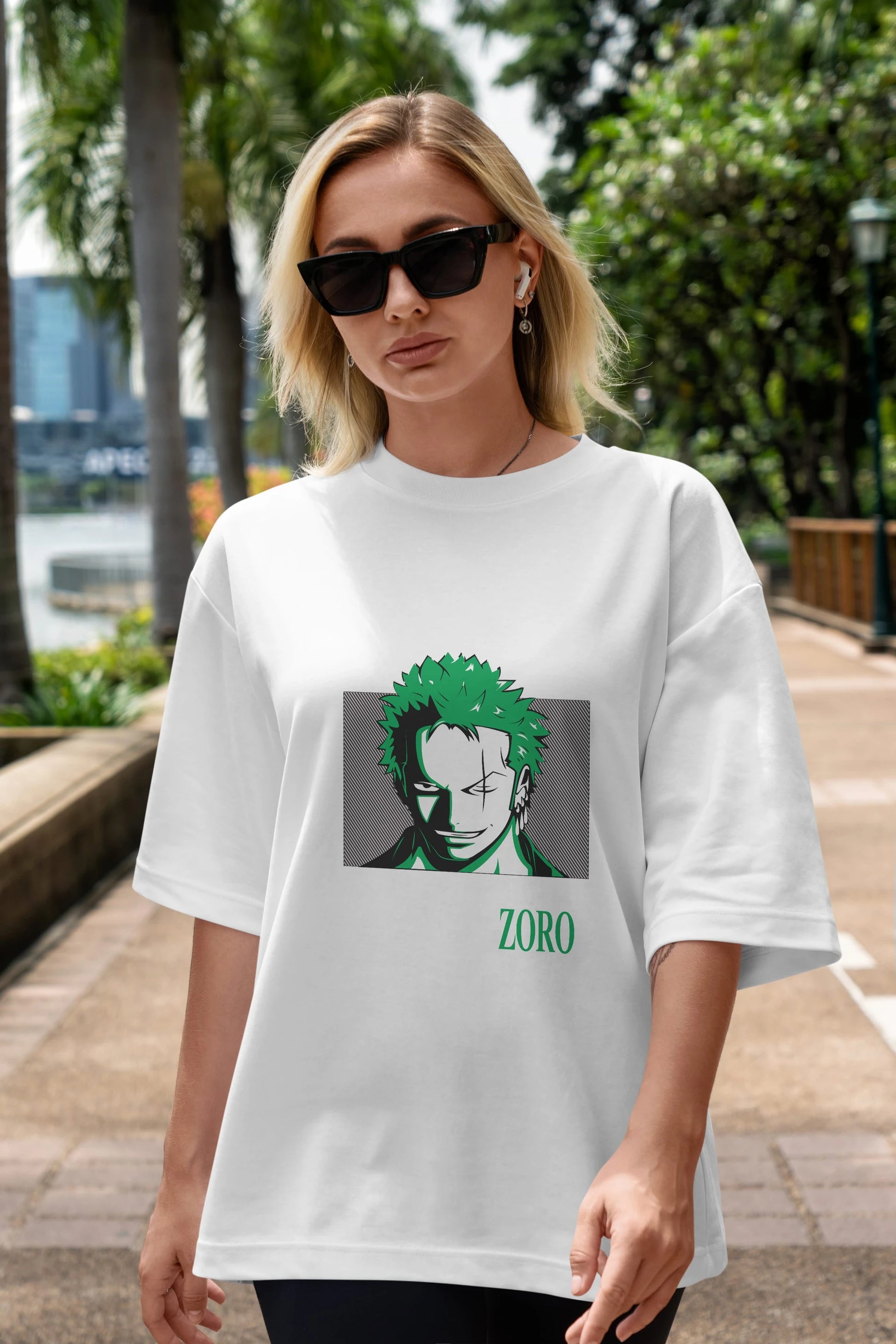 Roronoa Zoro Anime Ön Baskılı Oversize t-shirt Erkek Kadın Unisex