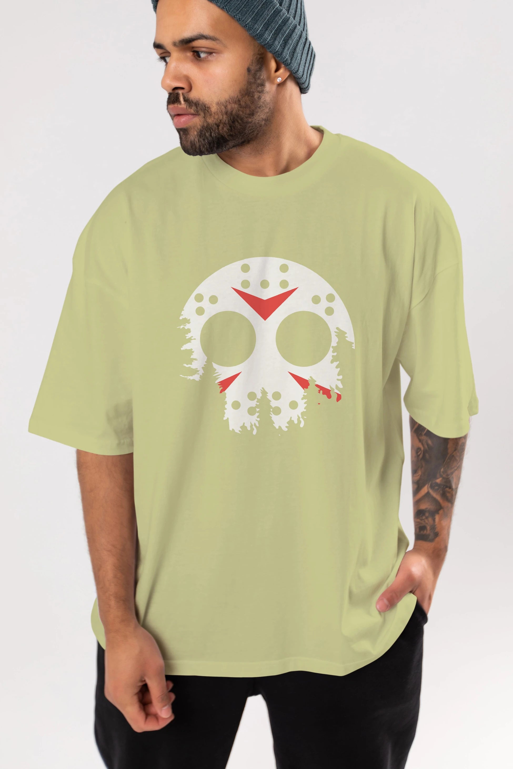 Jason Moon Ön Baskılı Oversize t-shirt %100 pamuk Erkek Kadın Unisex