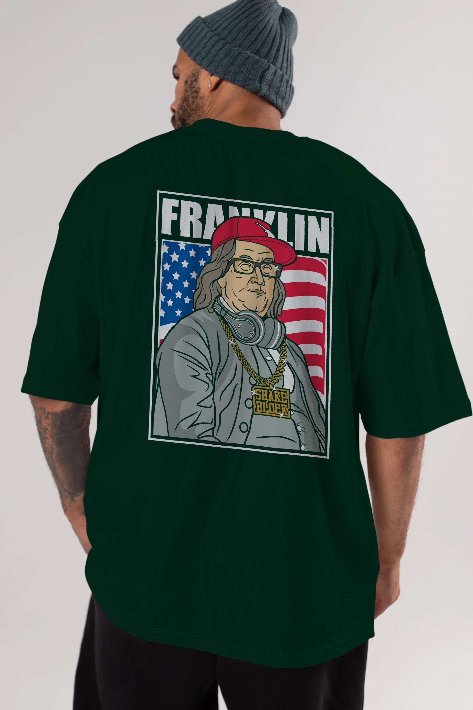 Franklin Rapper Arka Baskılı Oversize t-shirt Erkek Kadın Unisex %100 Pamuk tişort
