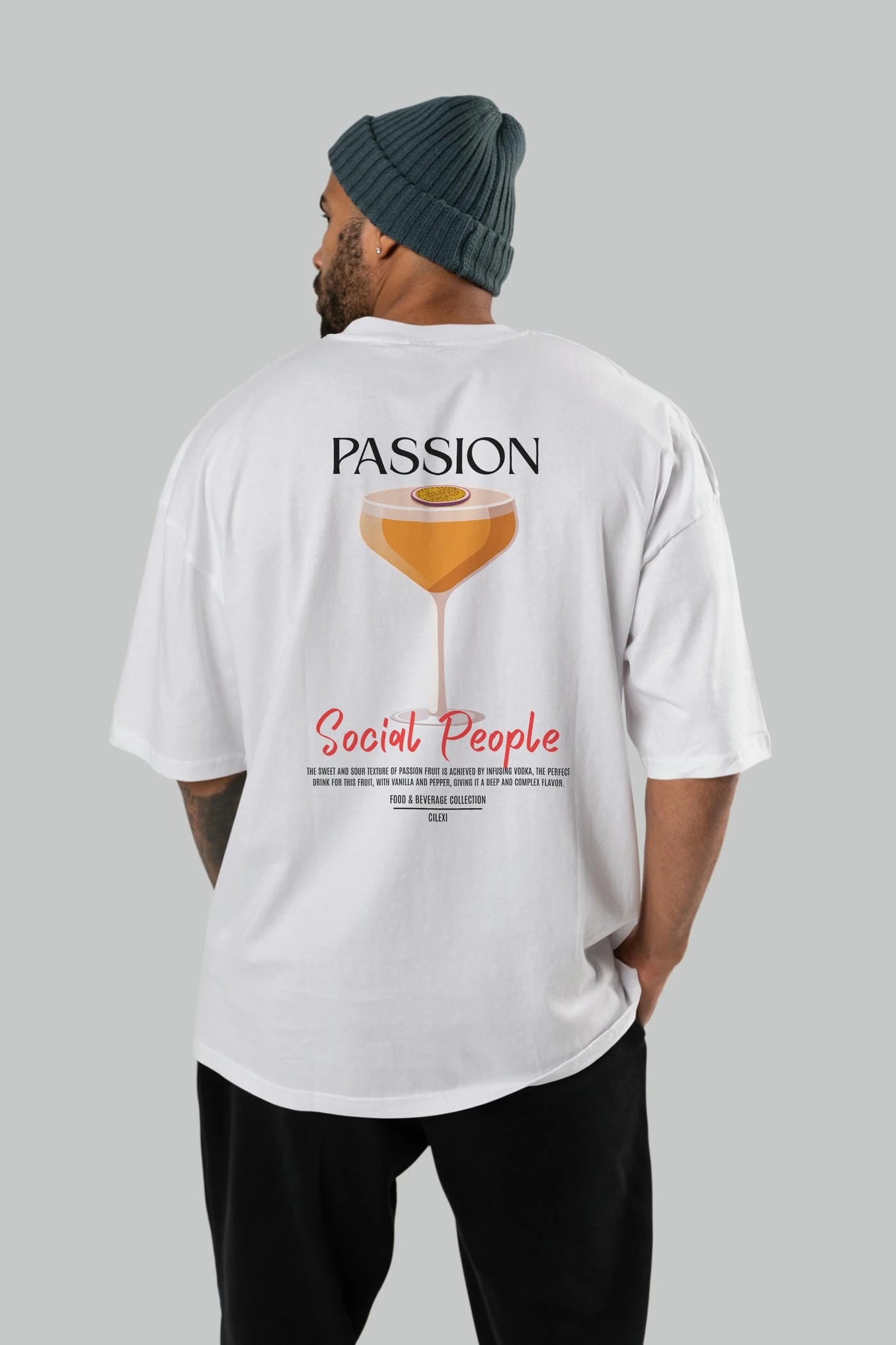 Passion Kokteyl Serisi Baskılı Oversize t-shirt Erkek Kadın Unisex %100 Pamuk Bisiklet Yaka tişort