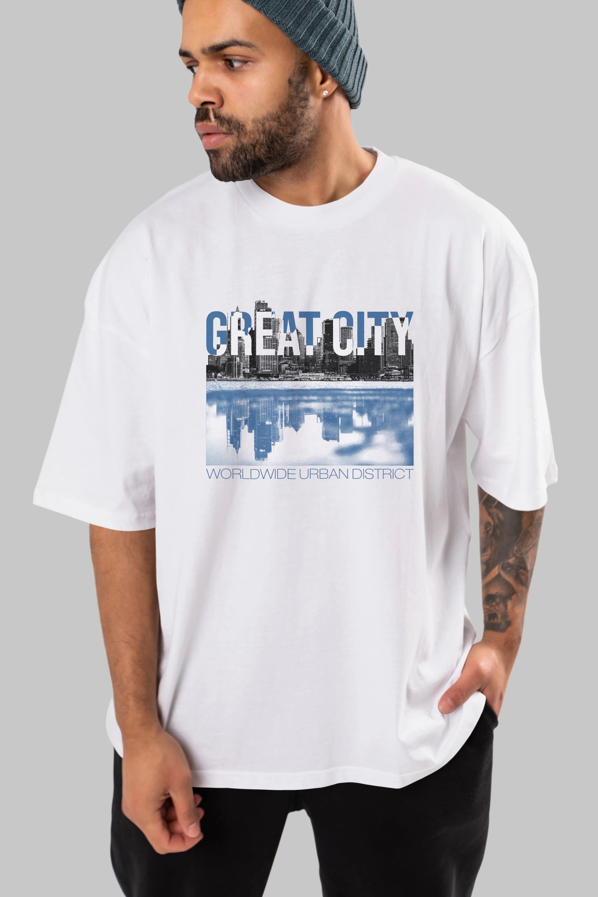 Great City Ön Baskılı Oversize t-shirt Erkek Kadın Unisex