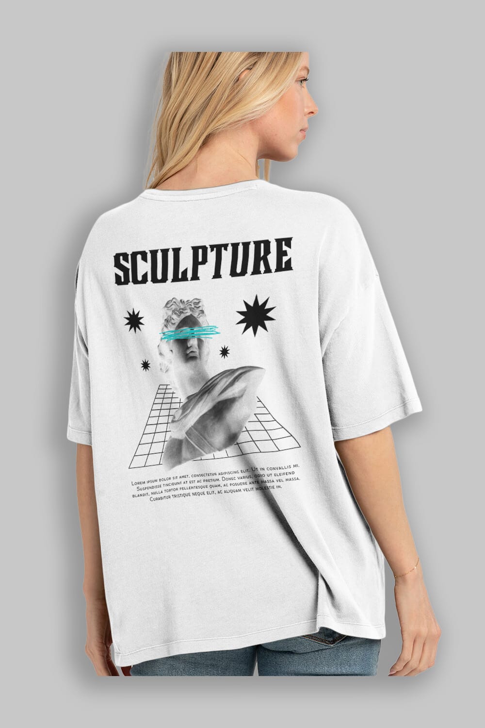 Sculpture Yazılı Arka Baskılı Oversize t-shirt Erkek Kadın Unisex