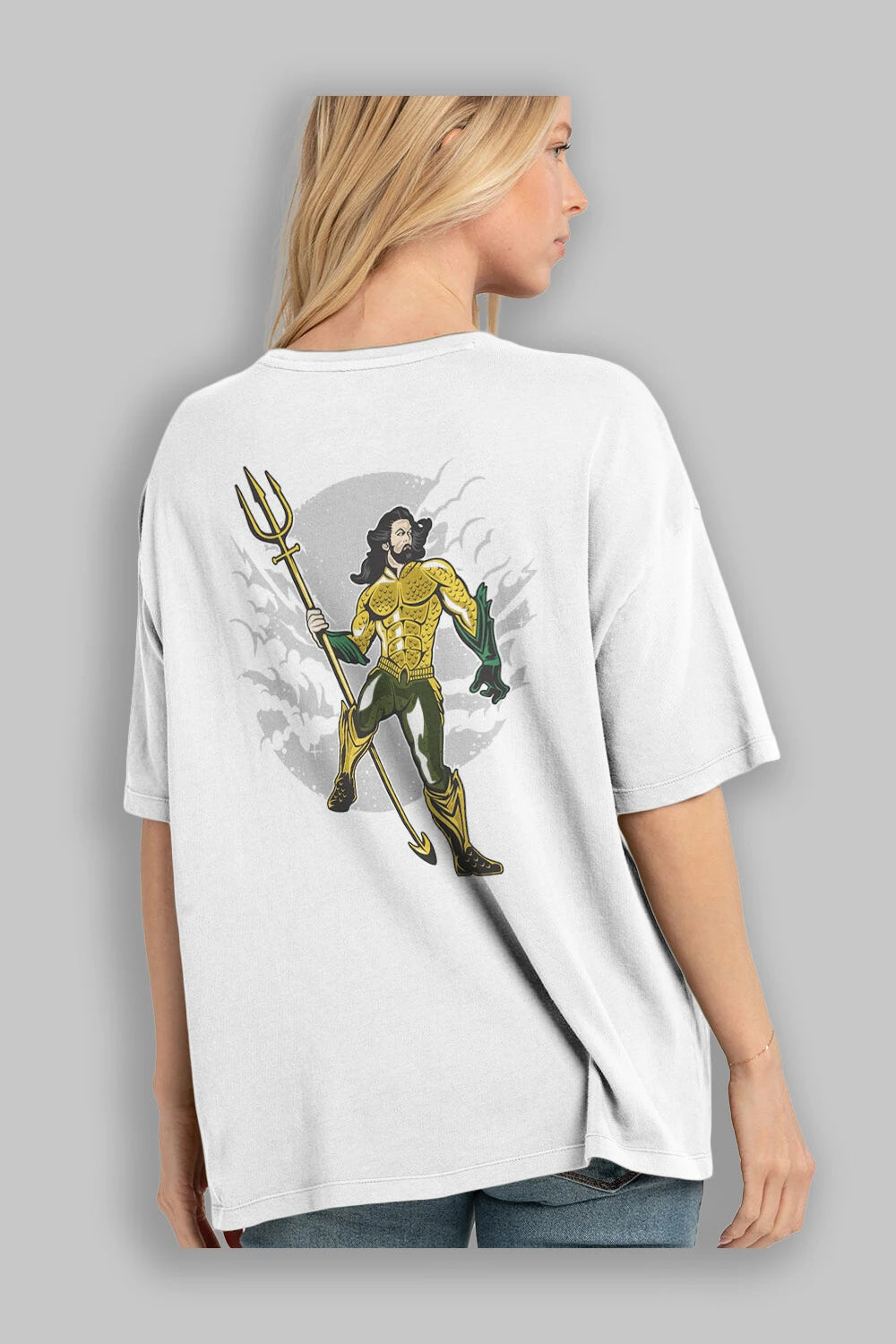 AQUAMAN Arka Baskılı Oversize t-shirt Erkek Kadın Unisex %100 Pamuk
