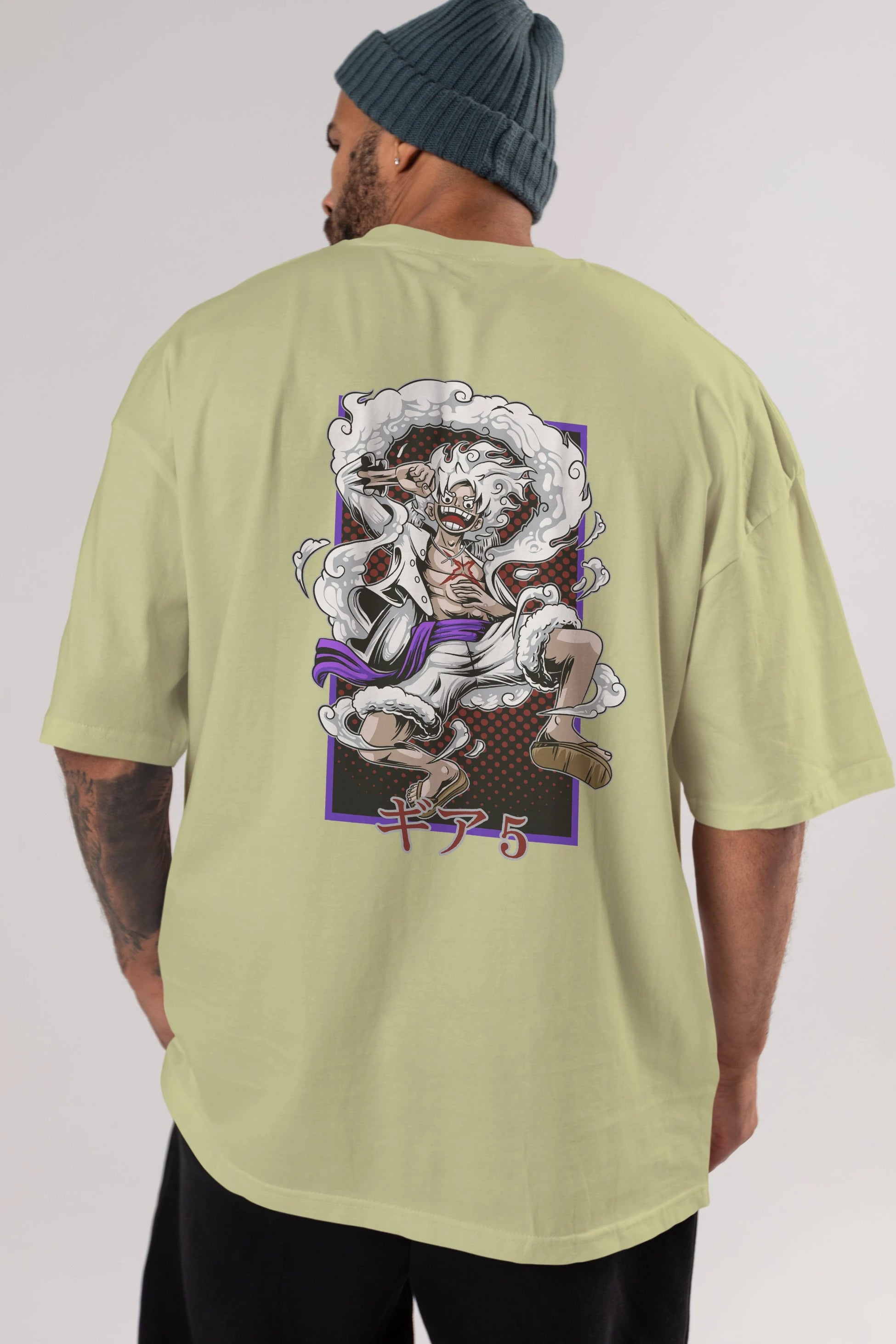 LUFFY GEAR 5 RECUADRO Anime Arka Baskılı Oversize t-shirt Erkek Kadın Unisex