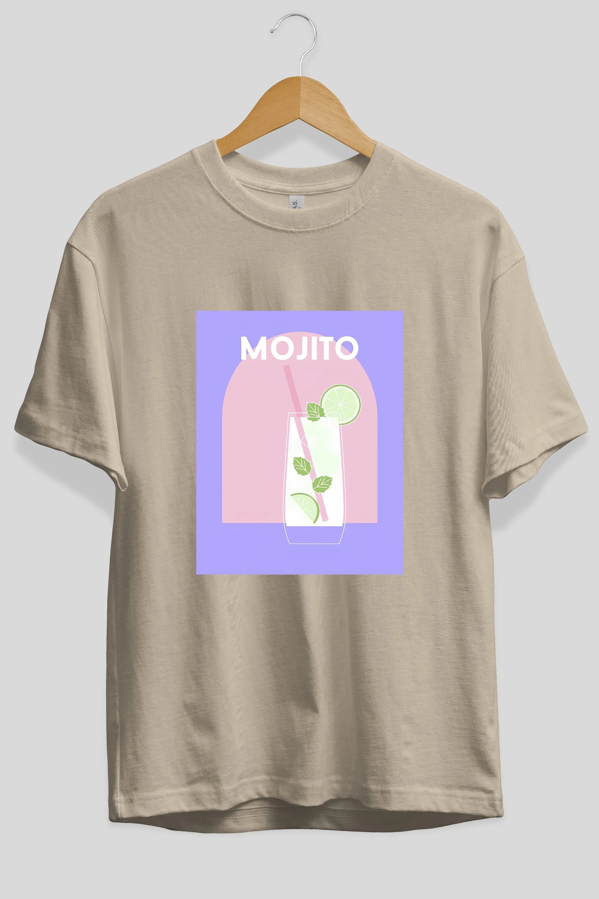 Mojito 2 Ön Baskılı Oversize t-shirt Erkek Kadın Unisex %100 Pamuk Bisiklet Yaka tişort