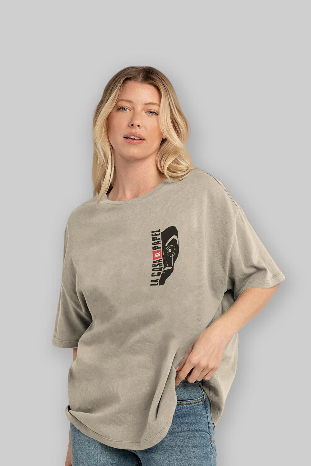 La Casa De Papel (3) Ön Sol Baskılı Oversize t-shirt Erkek Kadın Unisex %100 Pamuk Bisiklet Yaka tişort