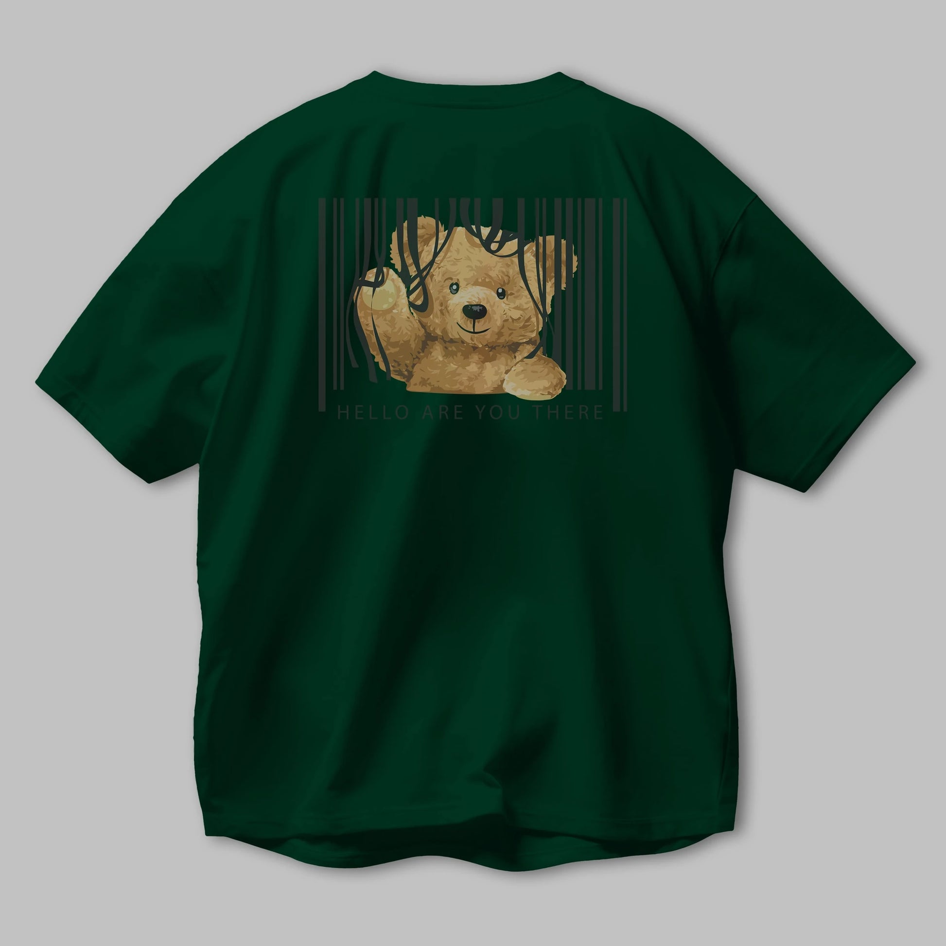 Teddy Bear Hello Arka Baskılı Oversize t-shirt Erkek Kadın Unisex %100 Pamuk