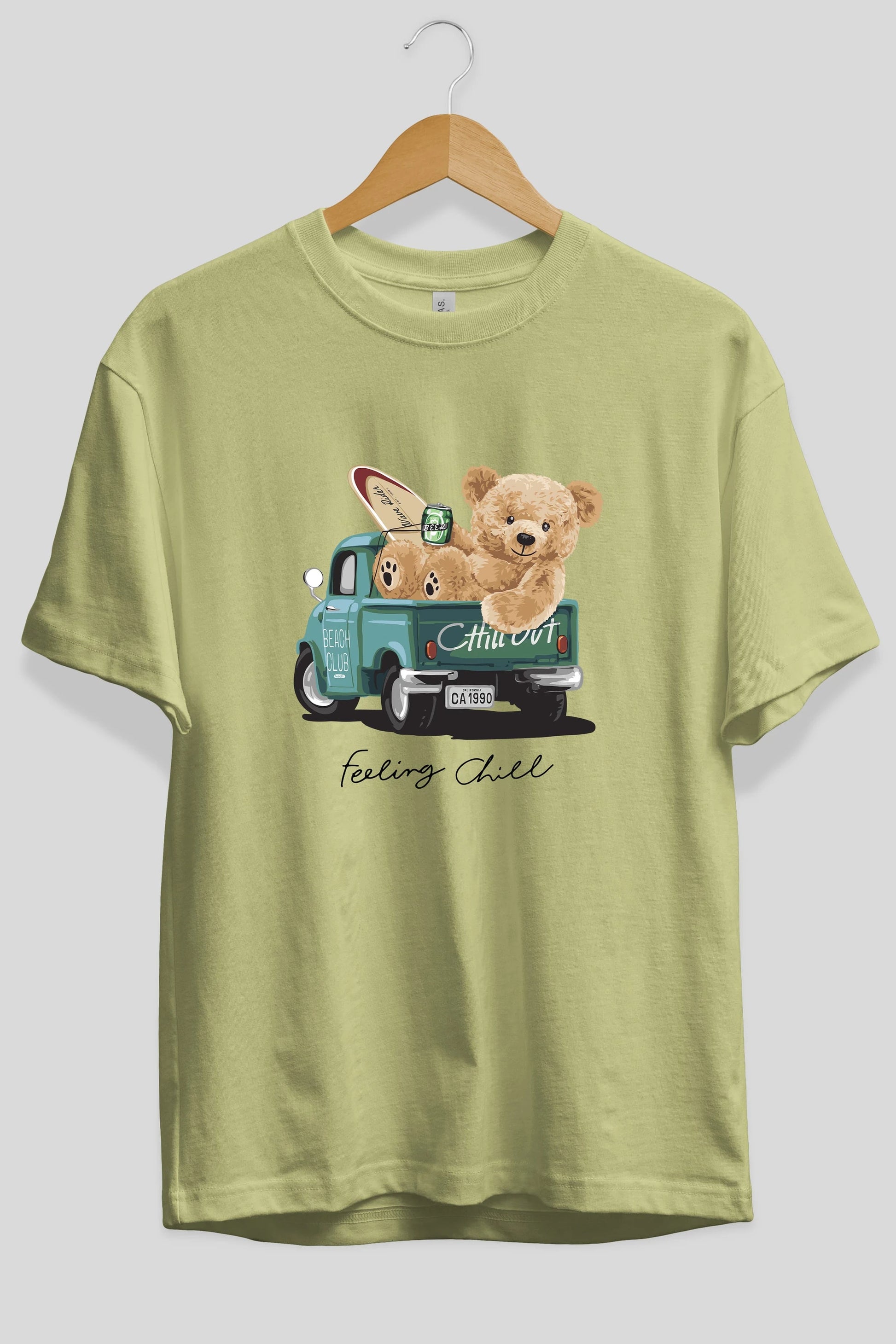 Teddy Bear Chill Out Ön Baskılı Oversize t-shirt Erkek Kadın Unisex %100 Pamuk