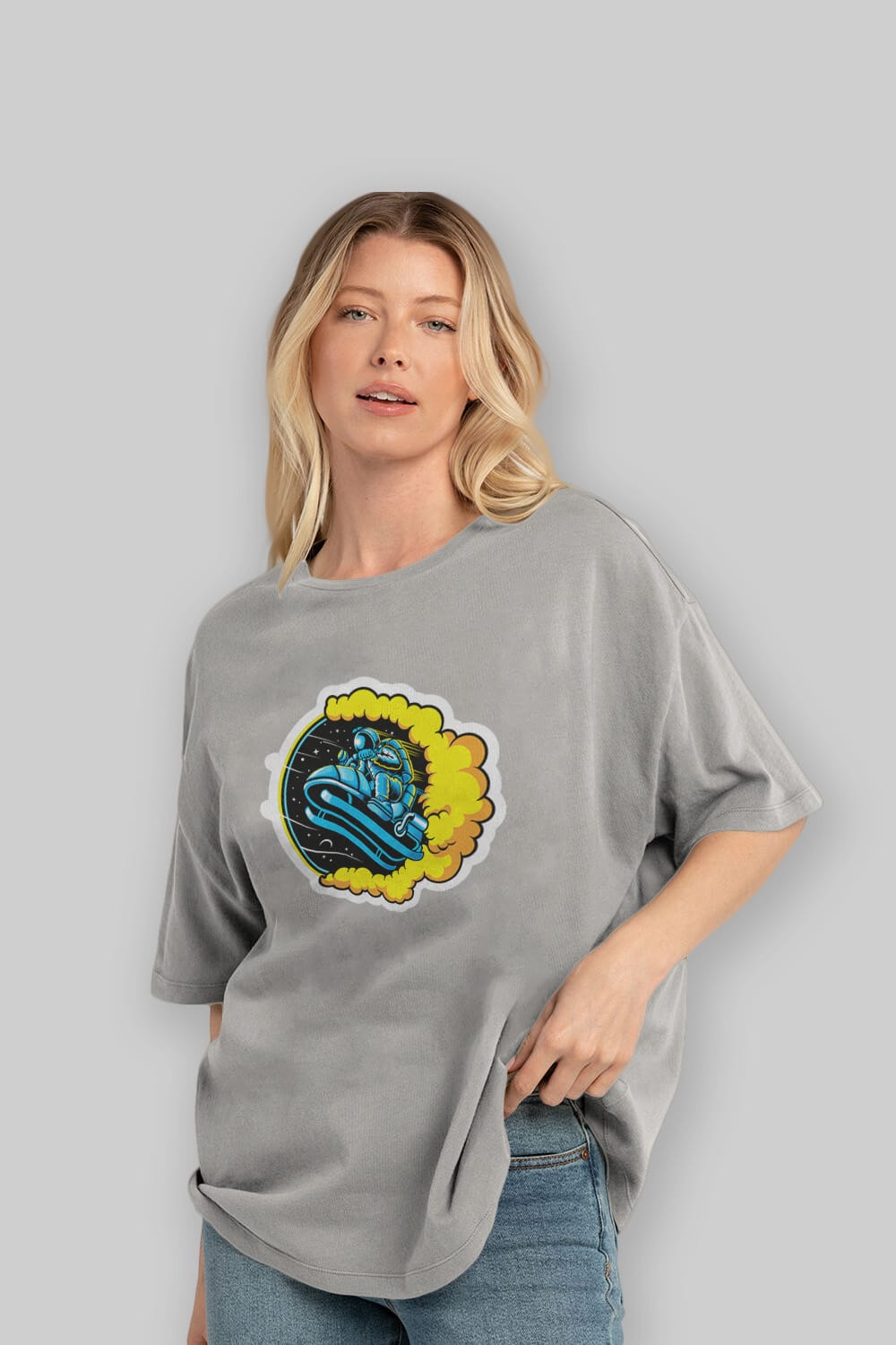 Astrojump with Snowmobile Sticker Ön Baskılı Oversize t-shirt Erkek Kadın Unisex