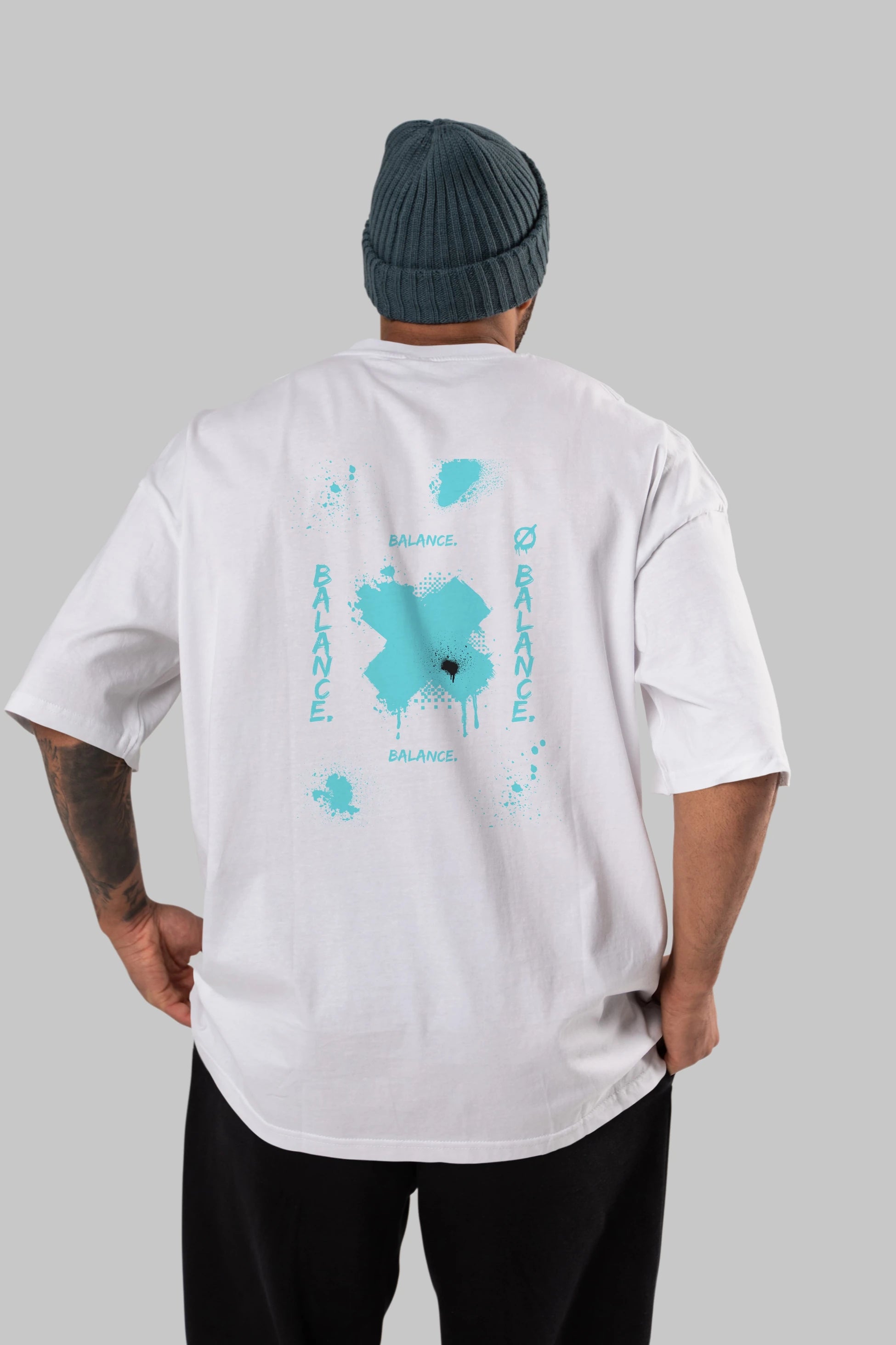 Balance Balance Yazılı Arka Baskılı Oversize t-shirt Erkek Kadın Unisex