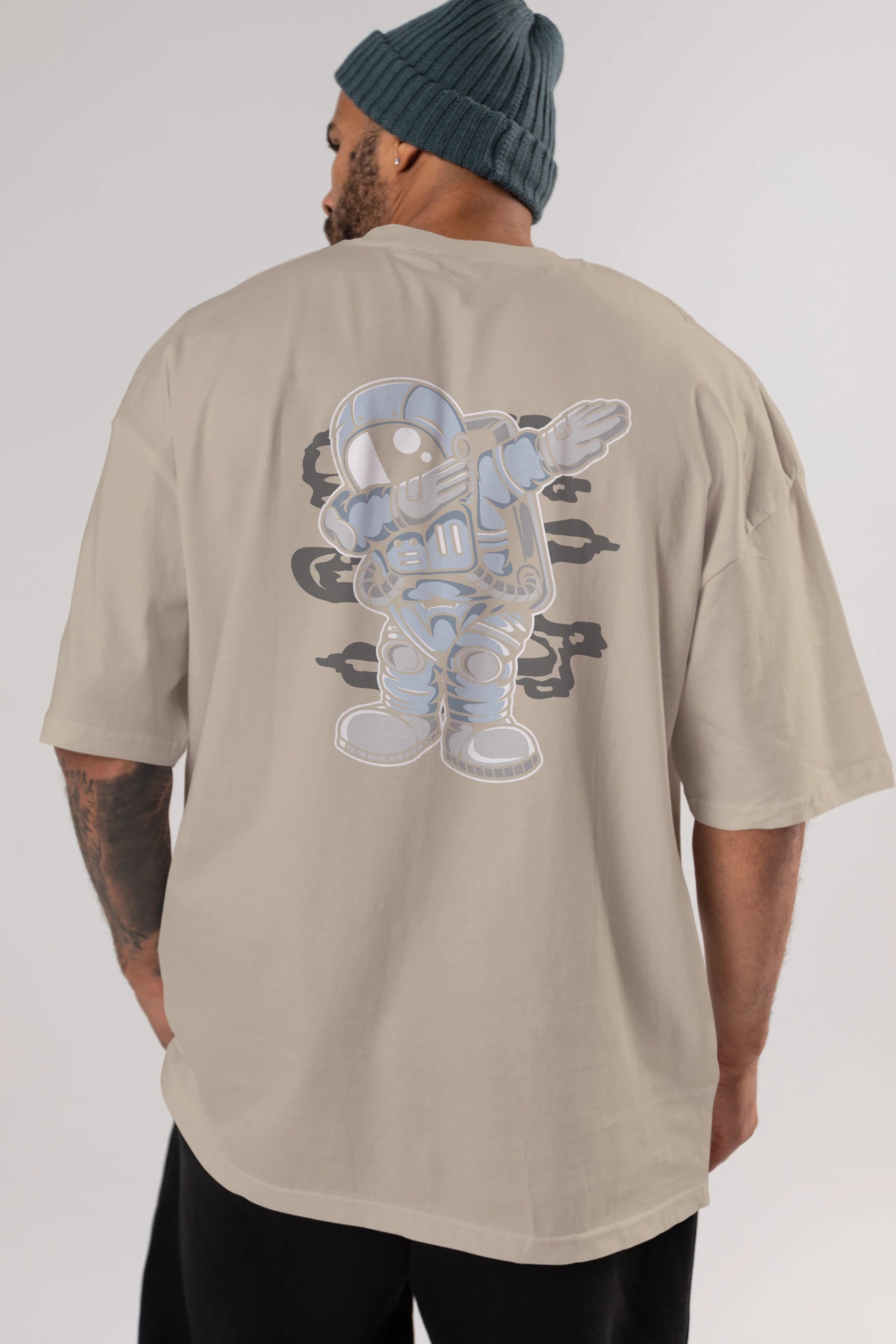 Astronaut Dab Arka Baskılı Oversize t-shirt Erkek Kadın Unisex