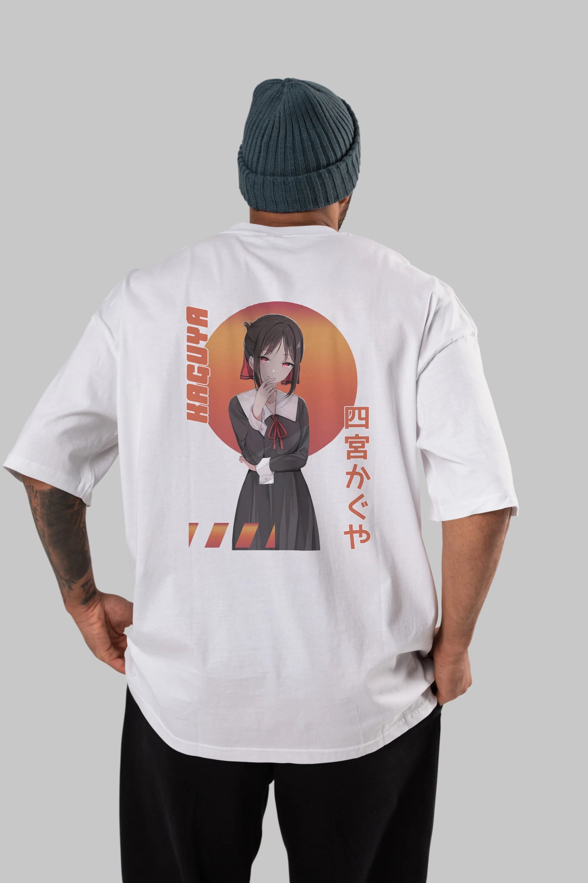 Kaguya Shinomiya 5 Anime Arka Baskılı Oversize t-shirt Erkek Kadın Unisex