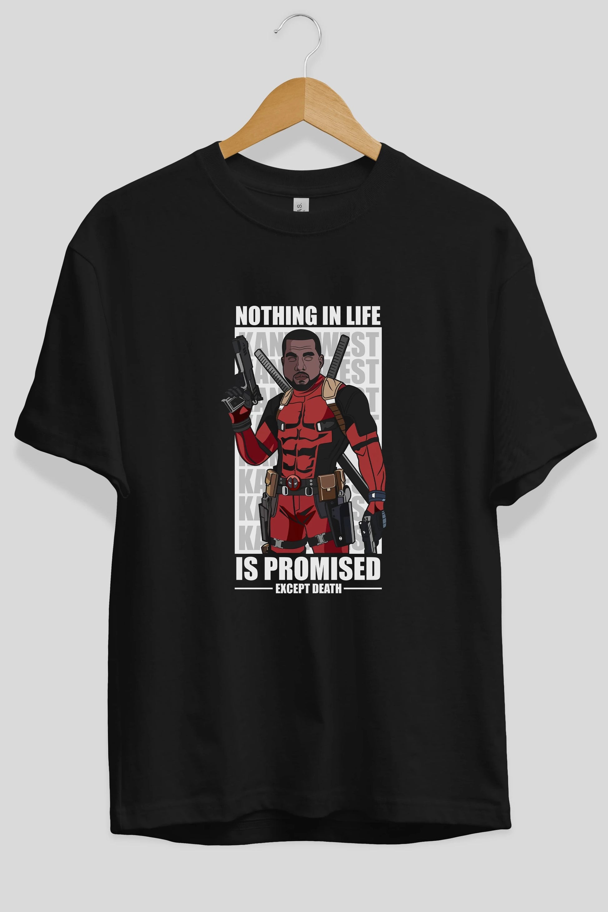Kanye West Deadpool Ön Baskılı Oversize t-shirt Erkek Kadın Unisex %100 Pamuk tişort