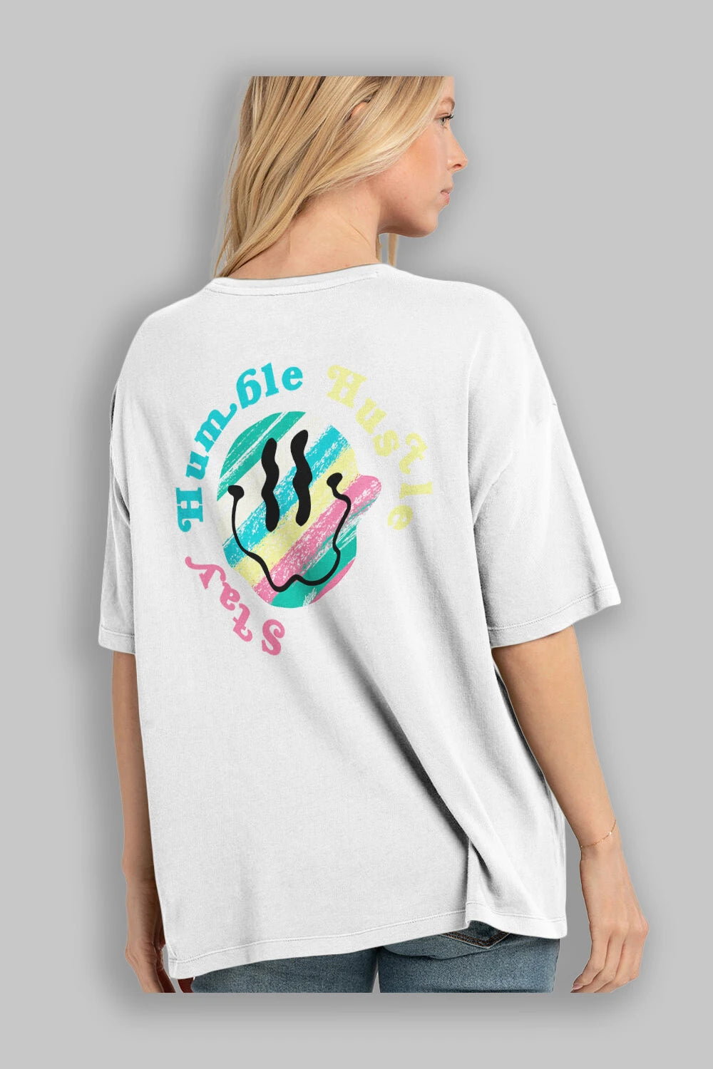 Stay Humble 2 Arka Baskılı Oversize t-shirt Erkek Kadın Unisex