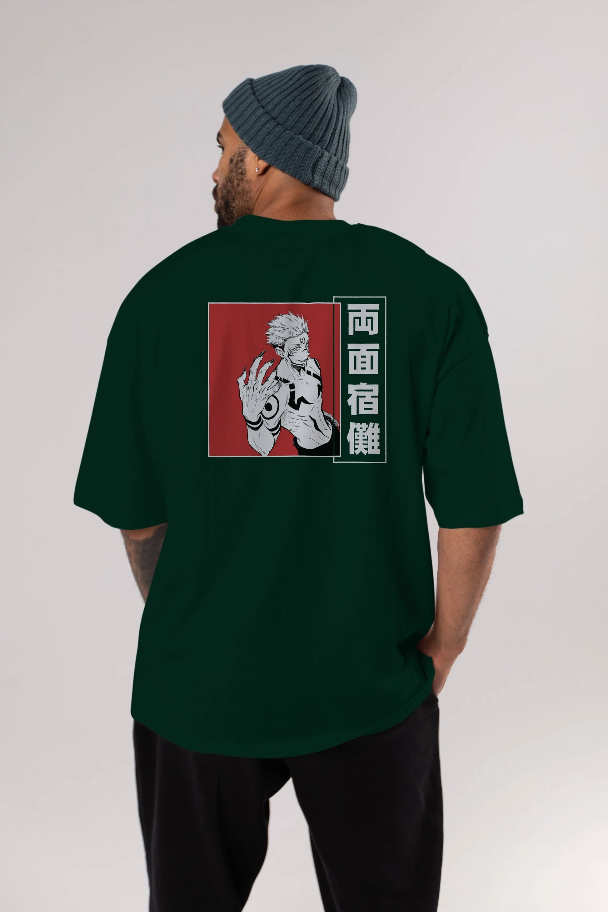 Sukuna Ryoumen 2 Anime Arka Baskılı Oversize t-shirt Erkek Kadın Unisex