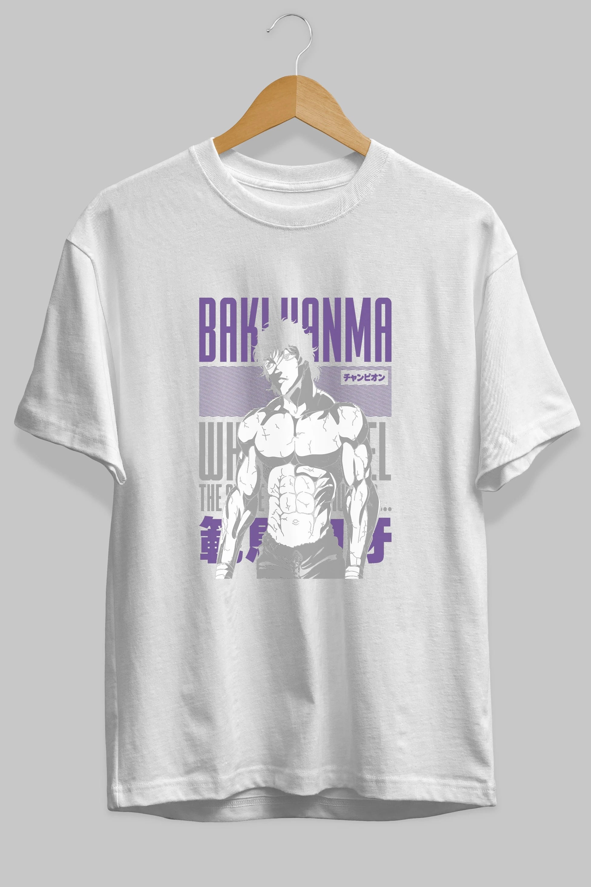 BAKI HANMA (2) Anime Ön Baskılı Oversize t-shirt %100 pamuk Erkek Kadın Unisex