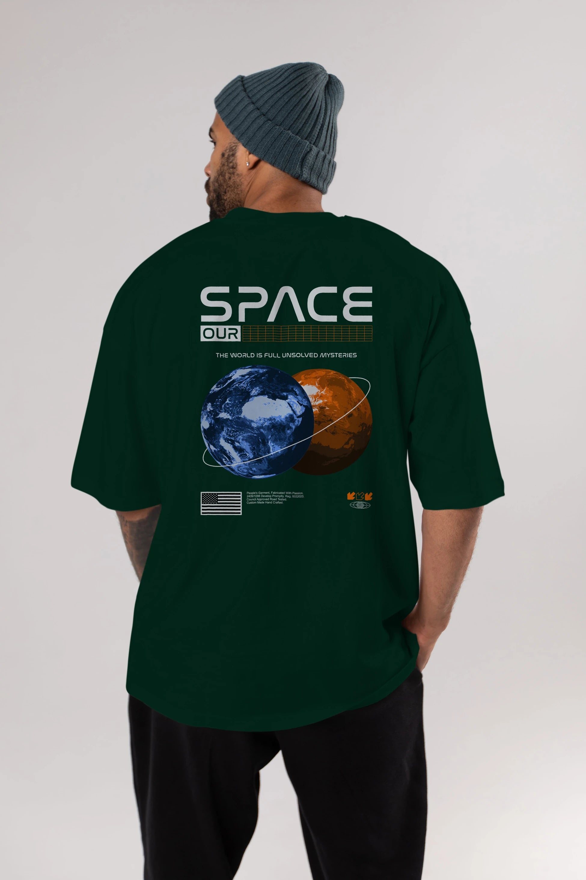Space Our Arka Baskılı Oversize t-shirt Erkek Kadın Unisex