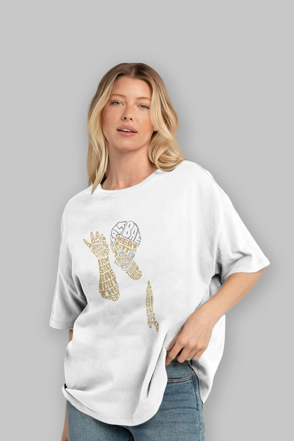 Salt Bae Ön Baskılı Oversize t-shirt %100 pamuk Erkek Kadın Unisex
