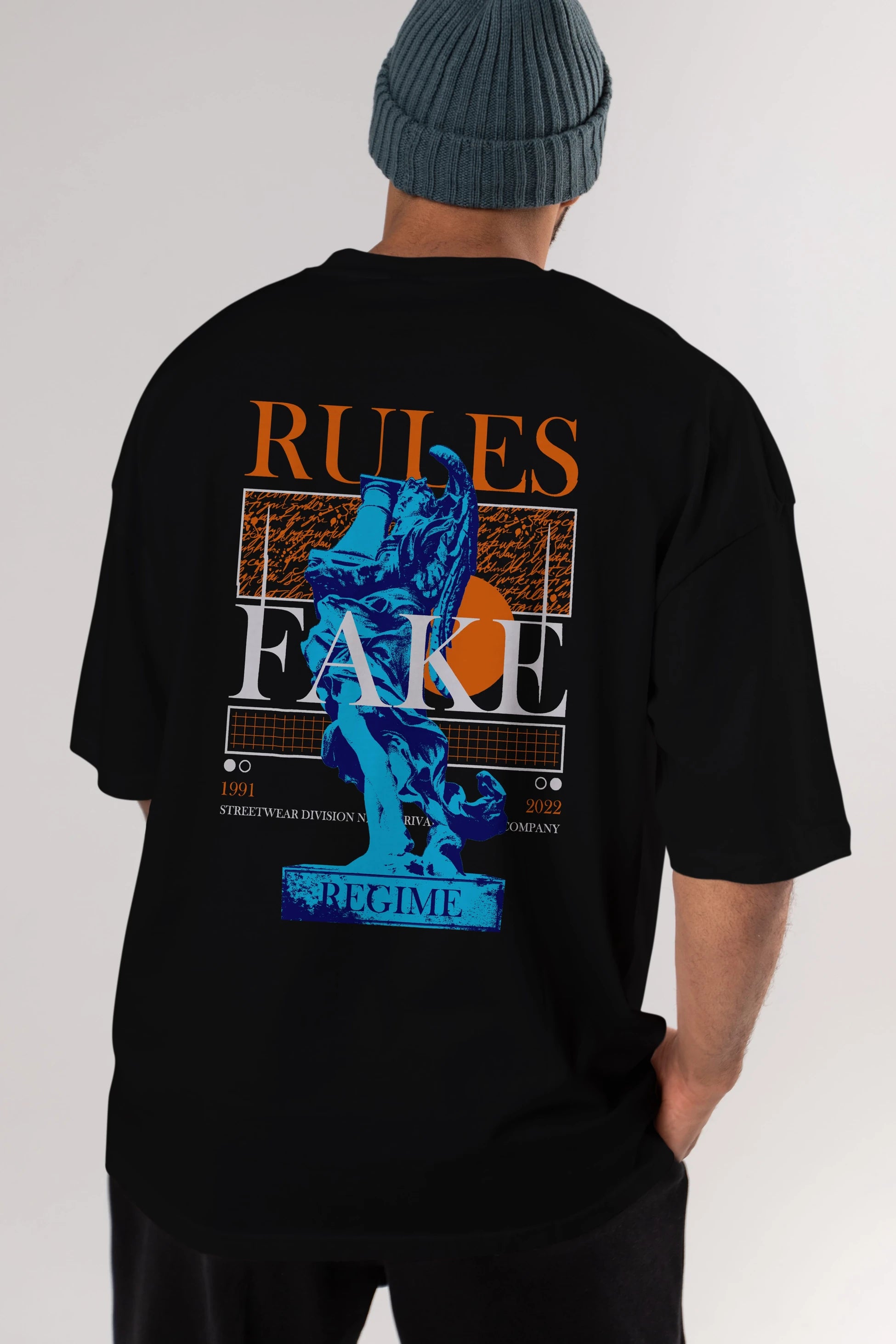 Rules Fake Arka Baskılı Oversize t-shirt Erkek Kadın Unisex