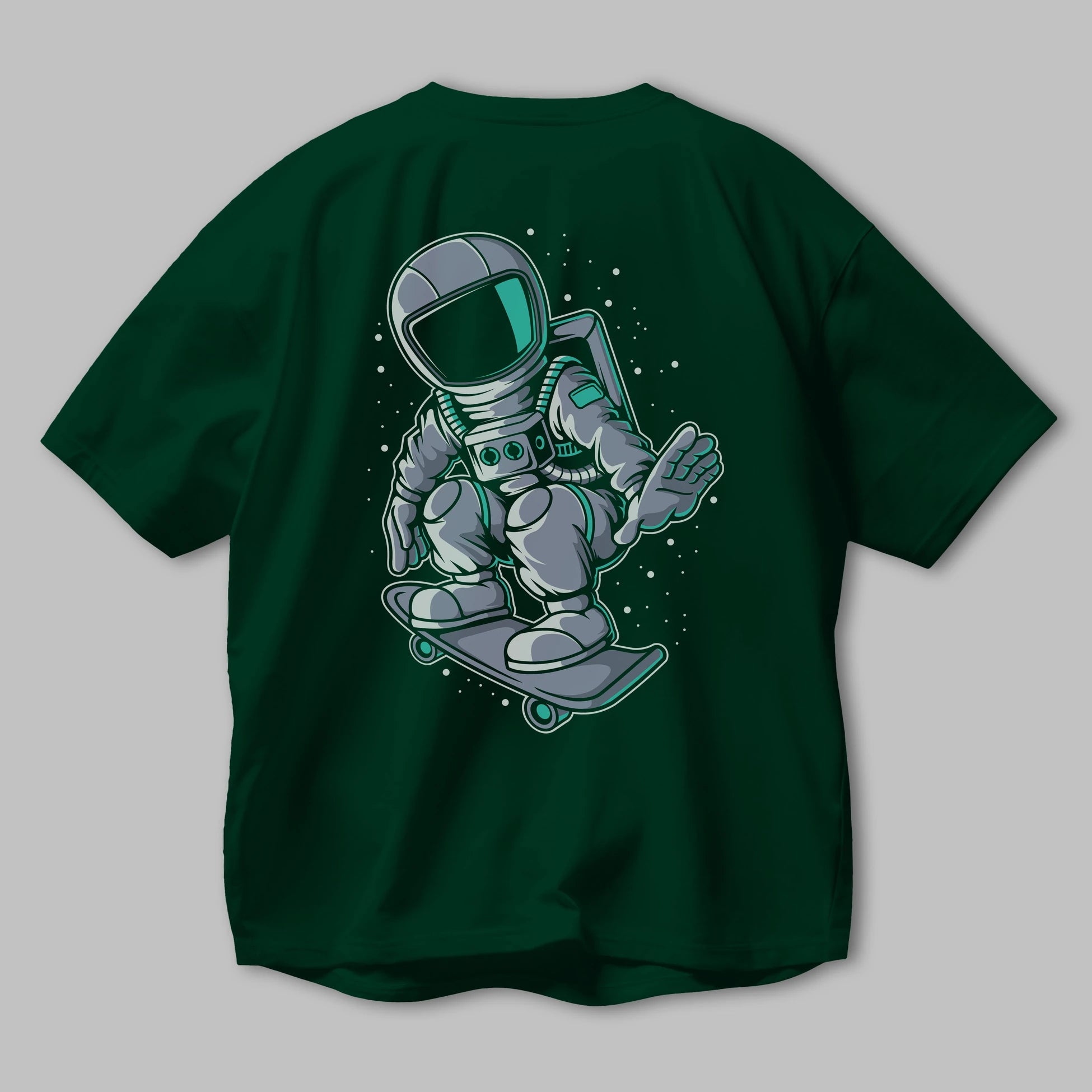 Astronaut Skater Arka Baskılı Oversize t-shirt Erkek Kadın Unisex