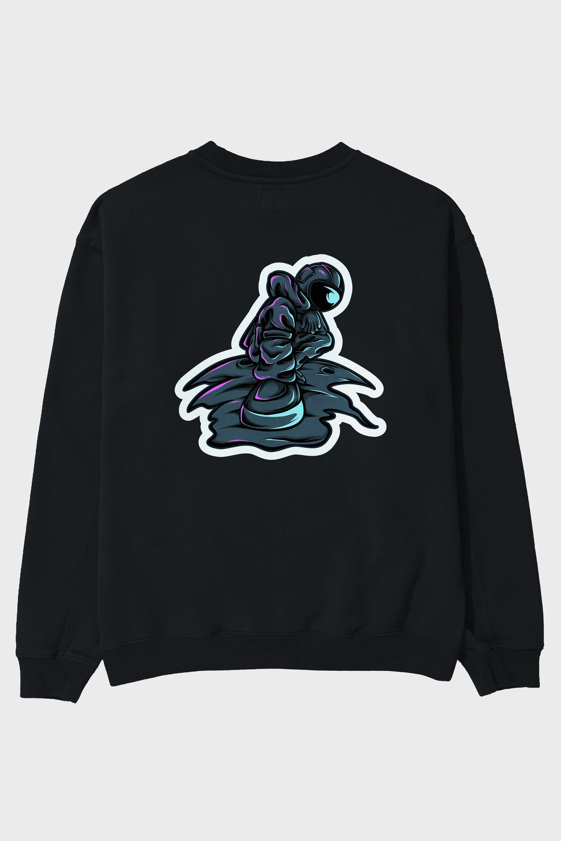 Stylish Astronaut Sticker Arka Baskılı Oversize Sweatshirt Erkek Kadın Unisex